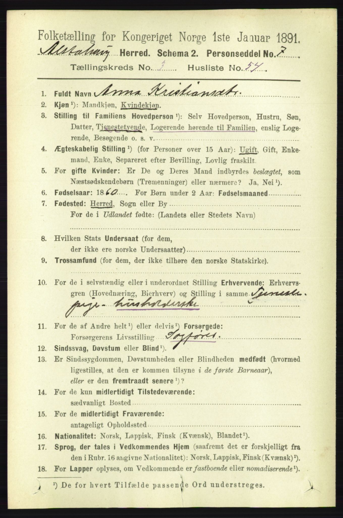 RA, 1891 census for 1820 Alstahaug, 1891, p. 1449