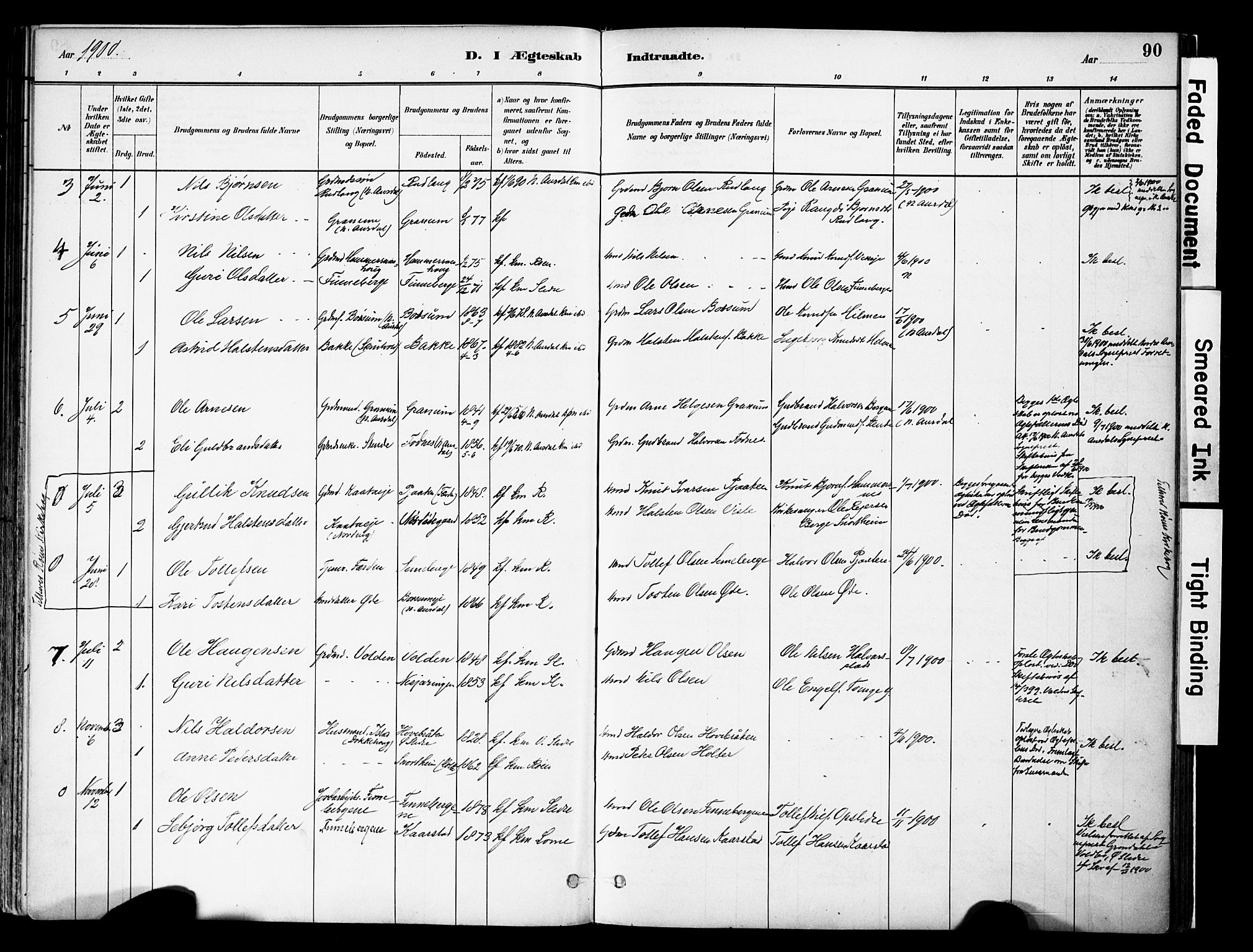 Vestre Slidre prestekontor, AV/SAH-PREST-136/H/Ha/Haa/L0004: Parish register (official) no. 4, 1881-1911, p. 90