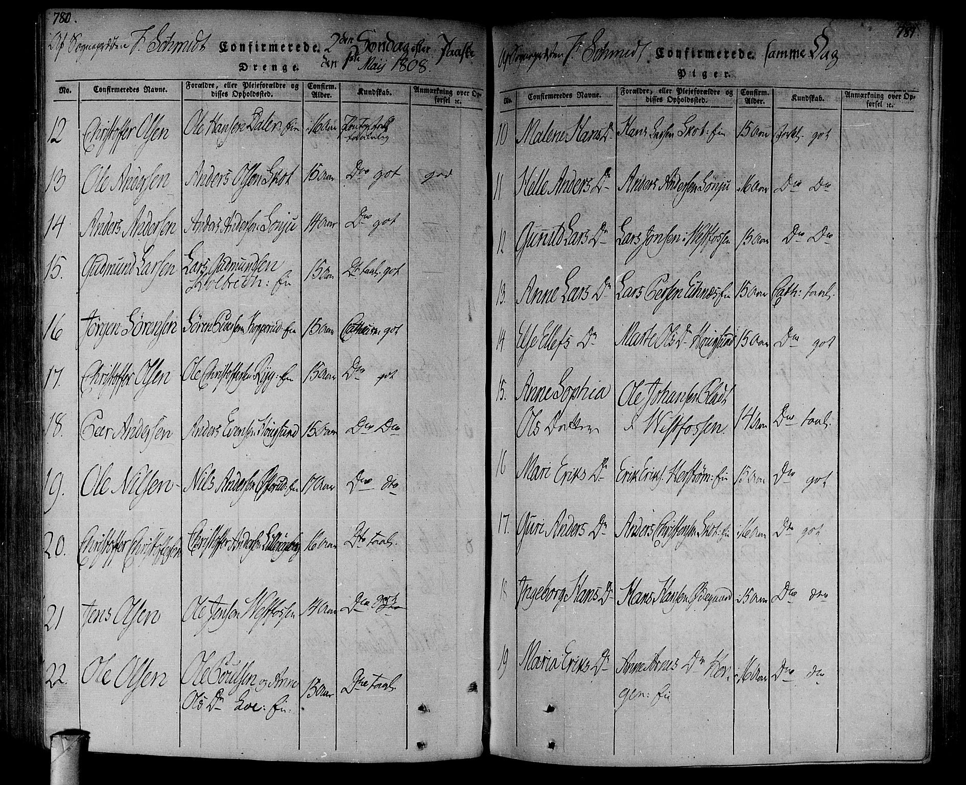 Eiker kirkebøker, AV/SAKO-A-4/F/Fa/L0010: Parish register (official) no. I 10, 1806-1815, p. 780-781