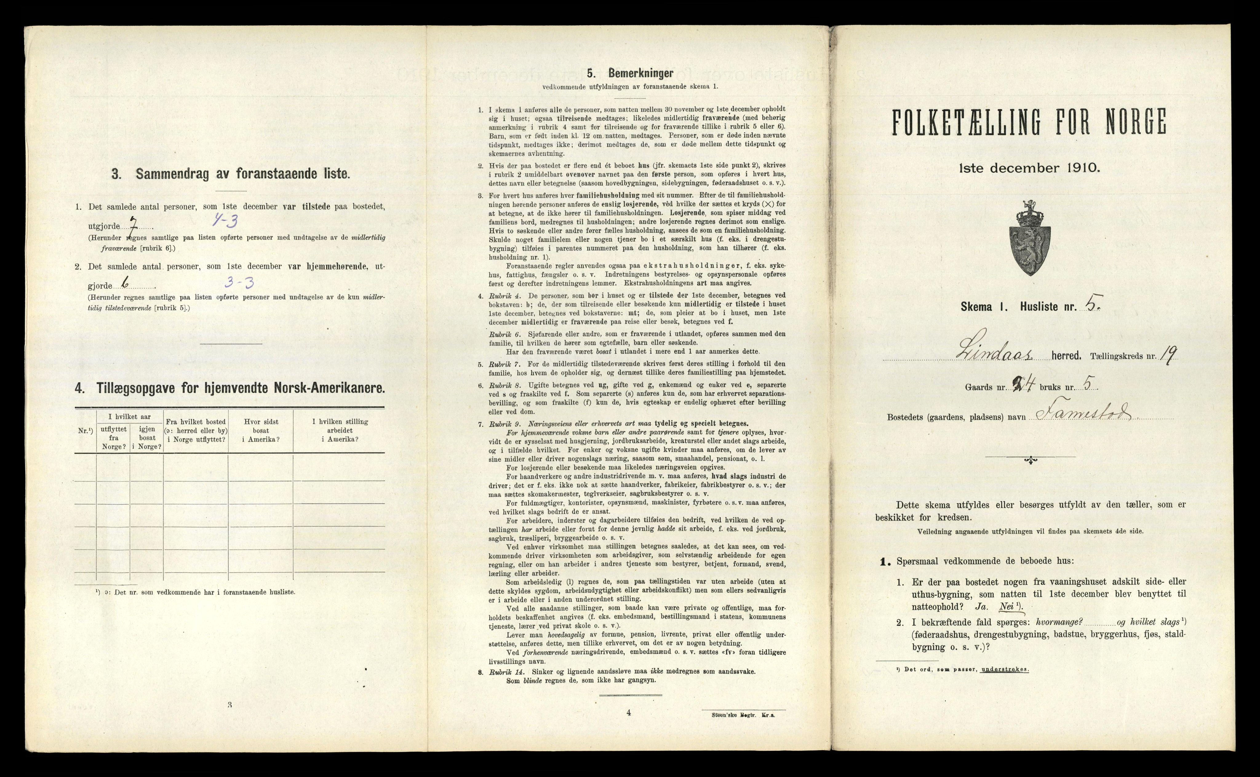 RA, 1910 census for Lindås, 1910, p. 1182