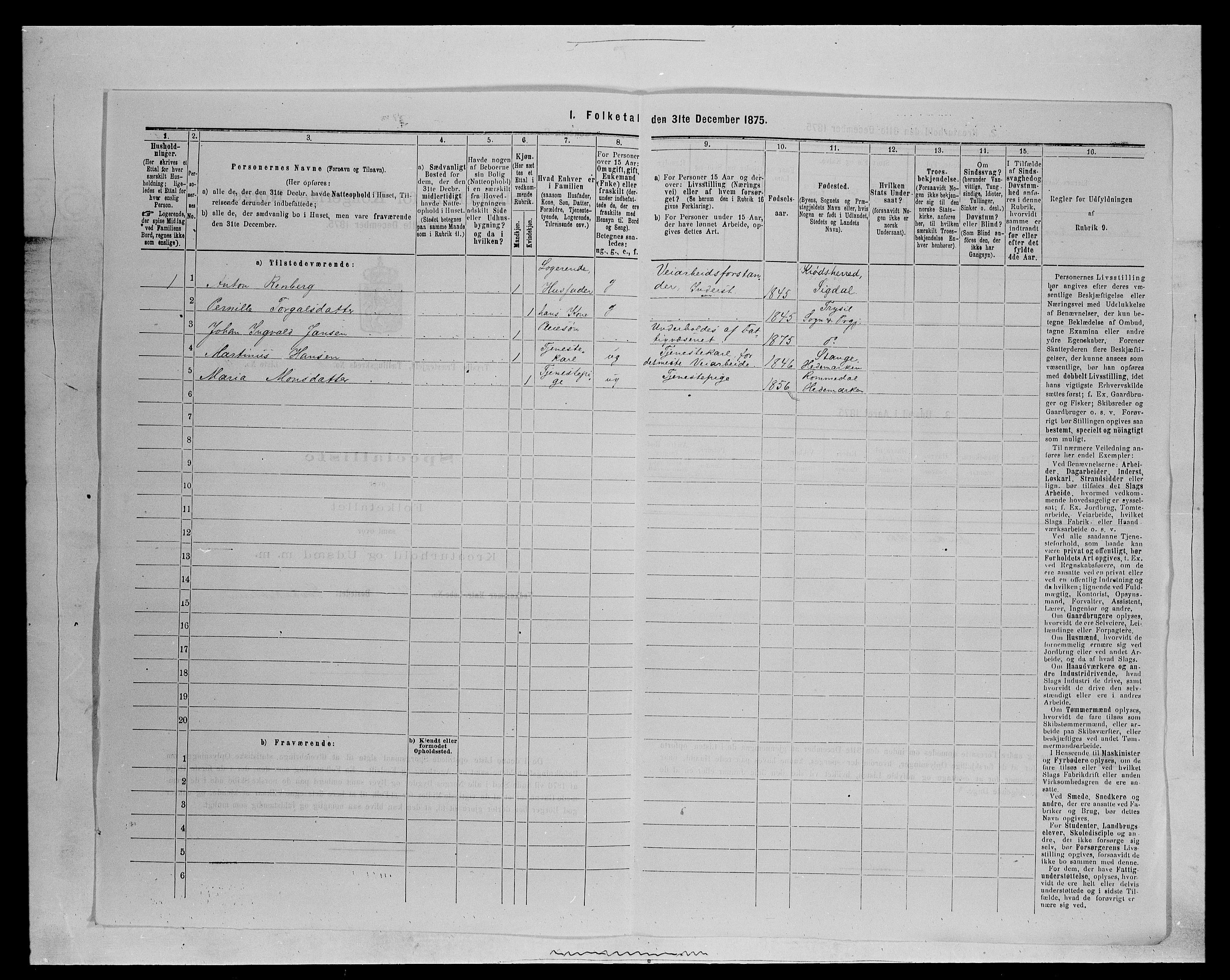 SAH, 1875 census for 0428P Trysil, 1875, p. 1322