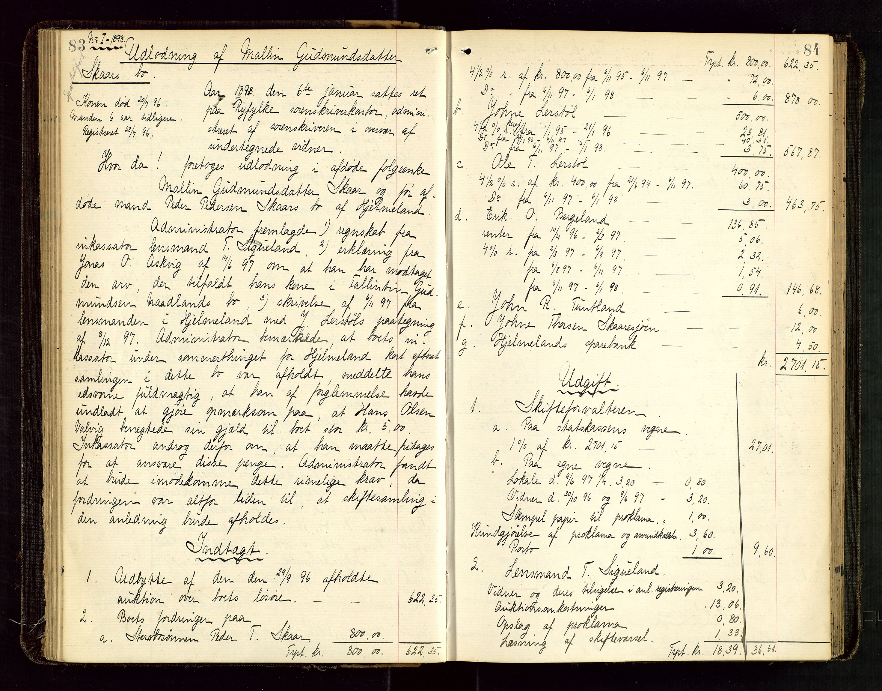 Ryfylke tingrett, AV/SAST-A-100055/001/IV/IVD/L0030: Skifteprotokoll, register i protokollen, 1897-1899, p. 83-84