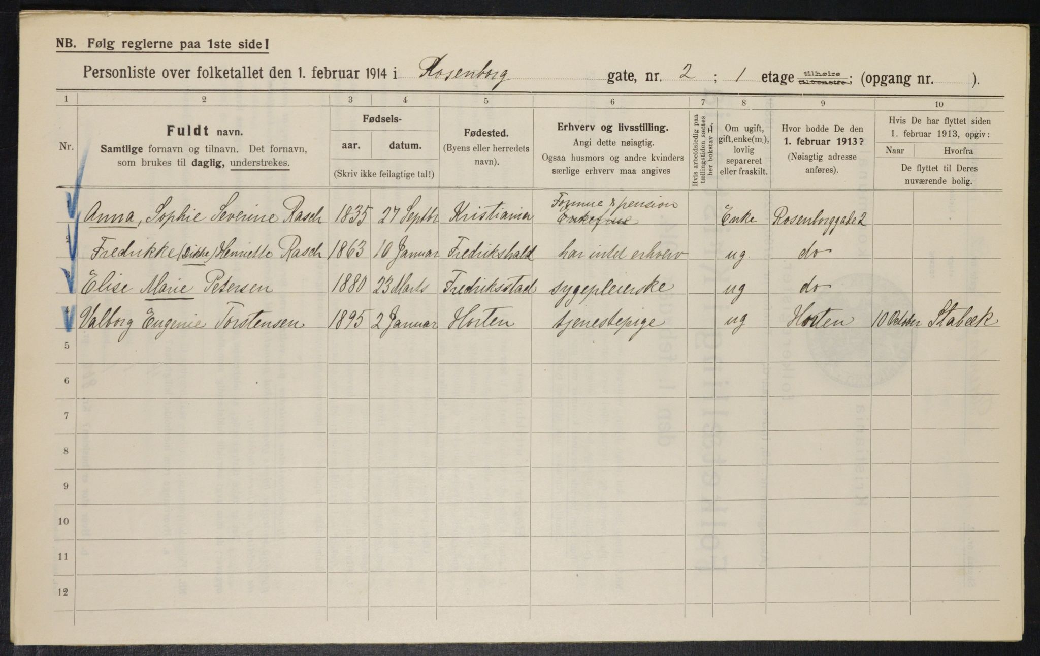 OBA, Municipal Census 1914 for Kristiania, 1914, p. 83311