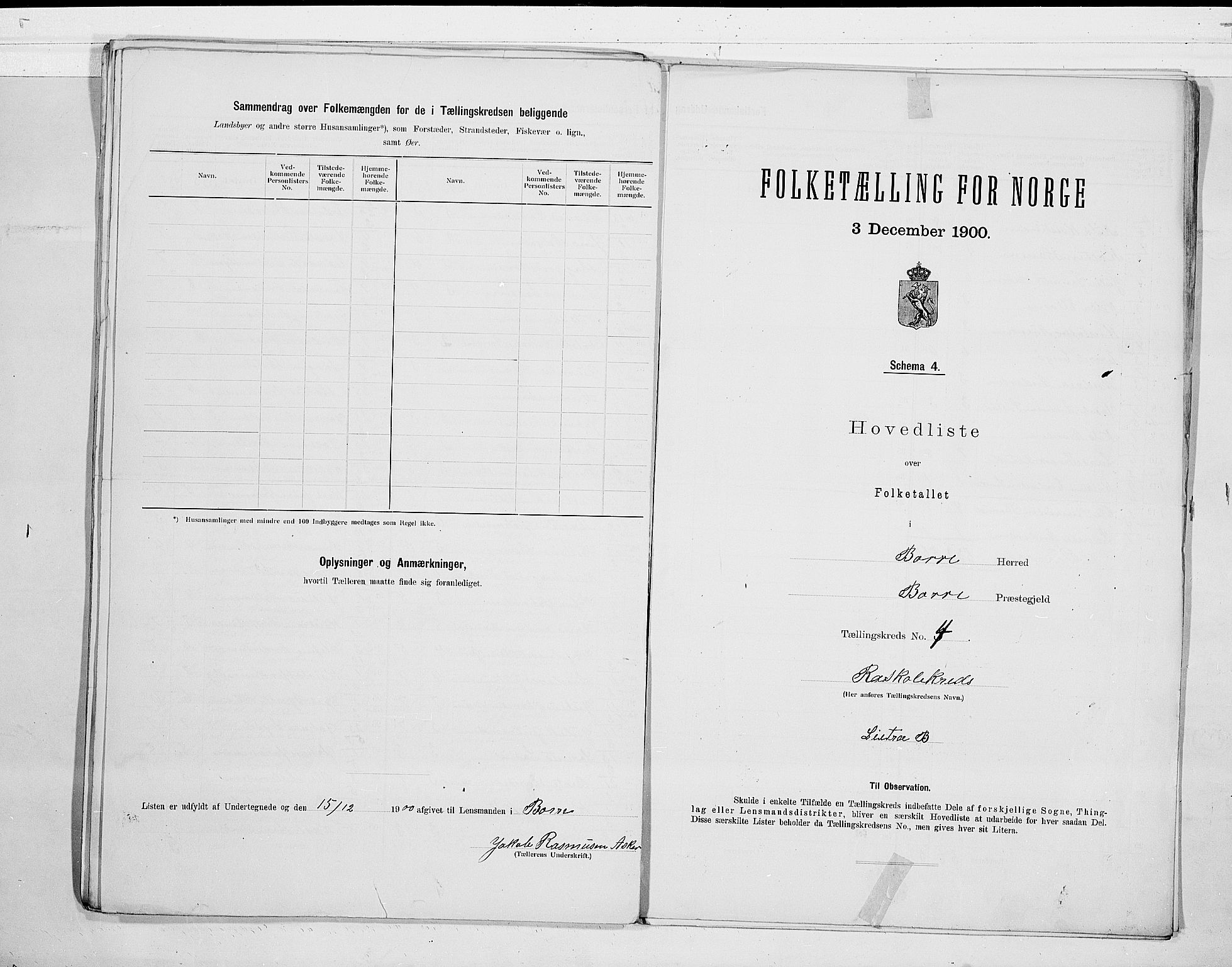 RA, 1900 census for Borre, 1900, p. 12