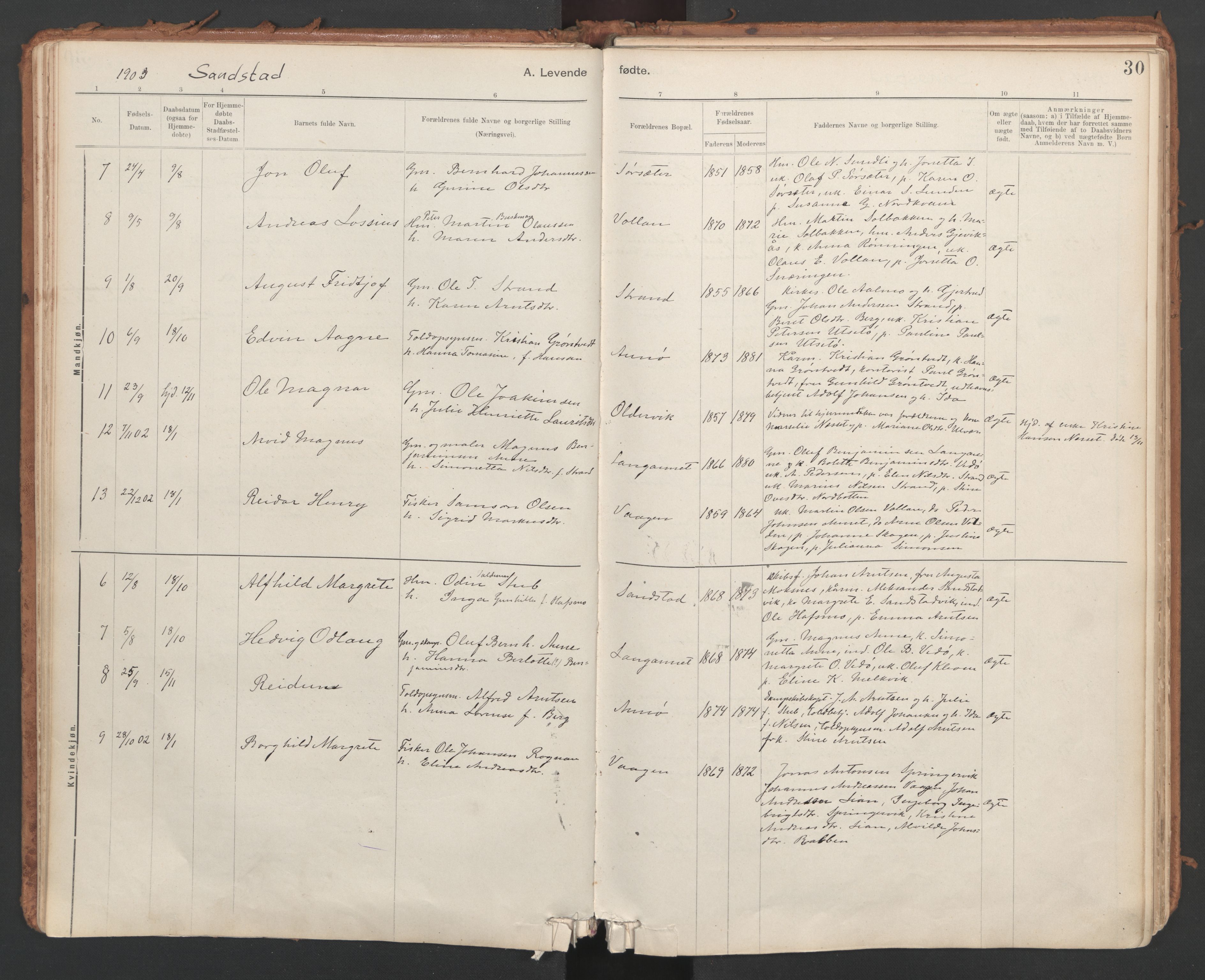 Ministerialprotokoller, klokkerbøker og fødselsregistre - Sør-Trøndelag, SAT/A-1456/639/L0572: Parish register (official) no. 639A01, 1890-1920, p. 30