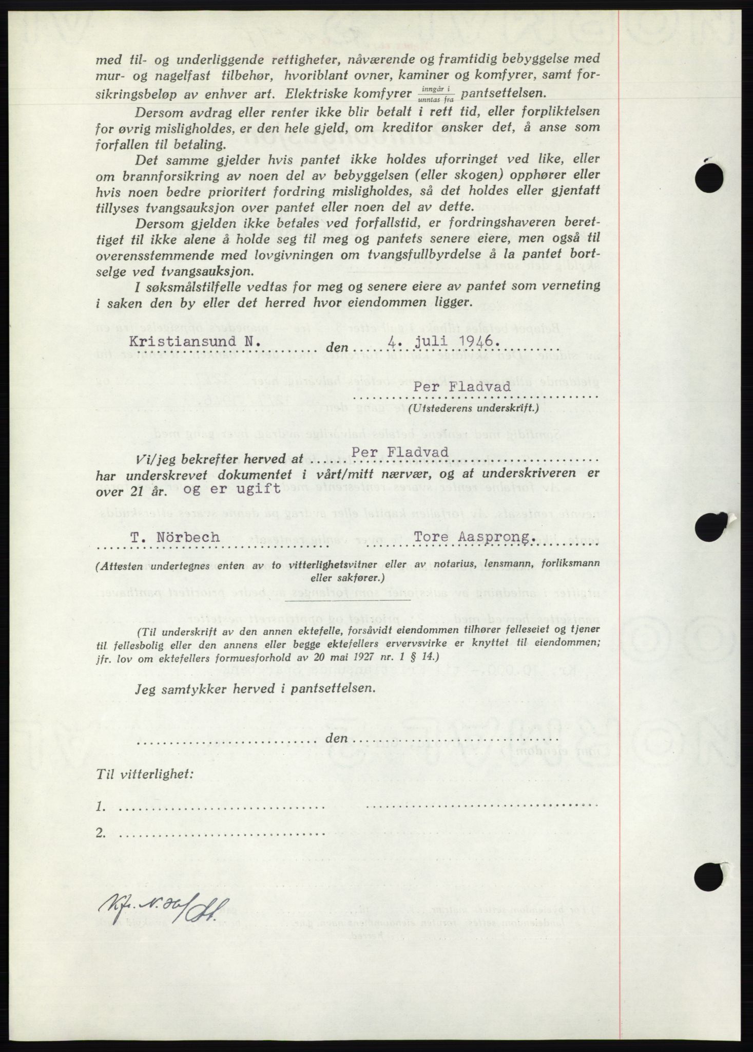 Nordmøre sorenskriveri, AV/SAT-A-4132/1/2/2Ca: Mortgage book no. B94, 1946-1946, Diary no: : 1380/1946