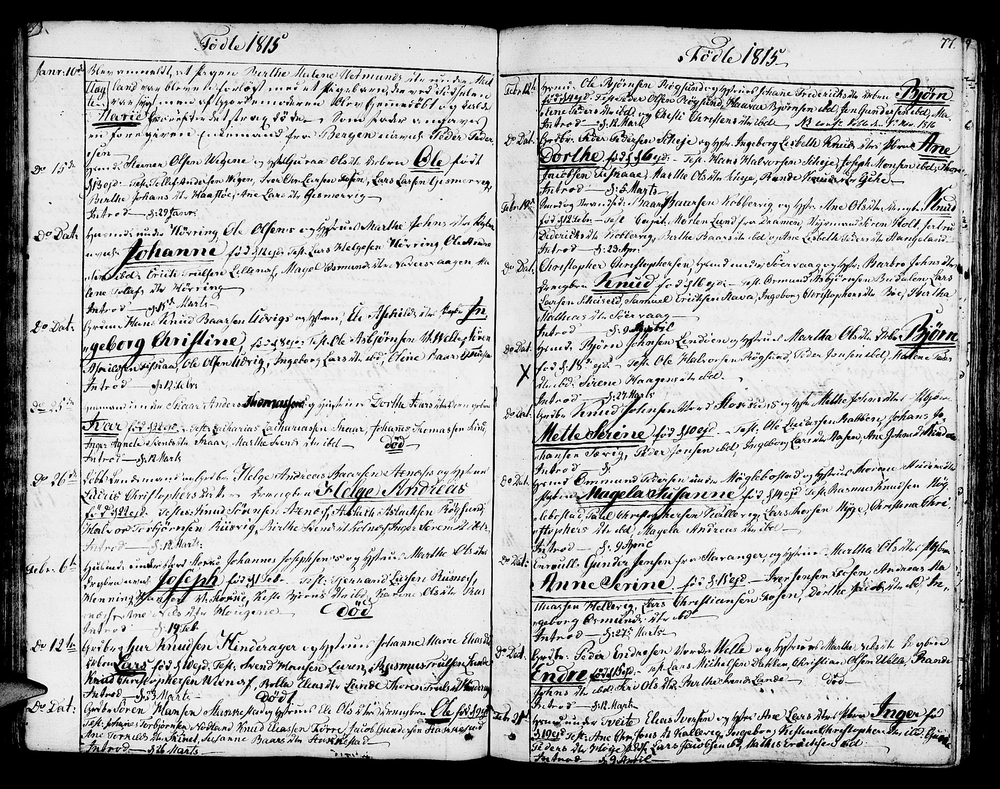 Avaldsnes sokneprestkontor, SAST/A -101851/H/Ha/Haa/L0003: Parish register (official) no. A 3, 1801-1817, p. 77