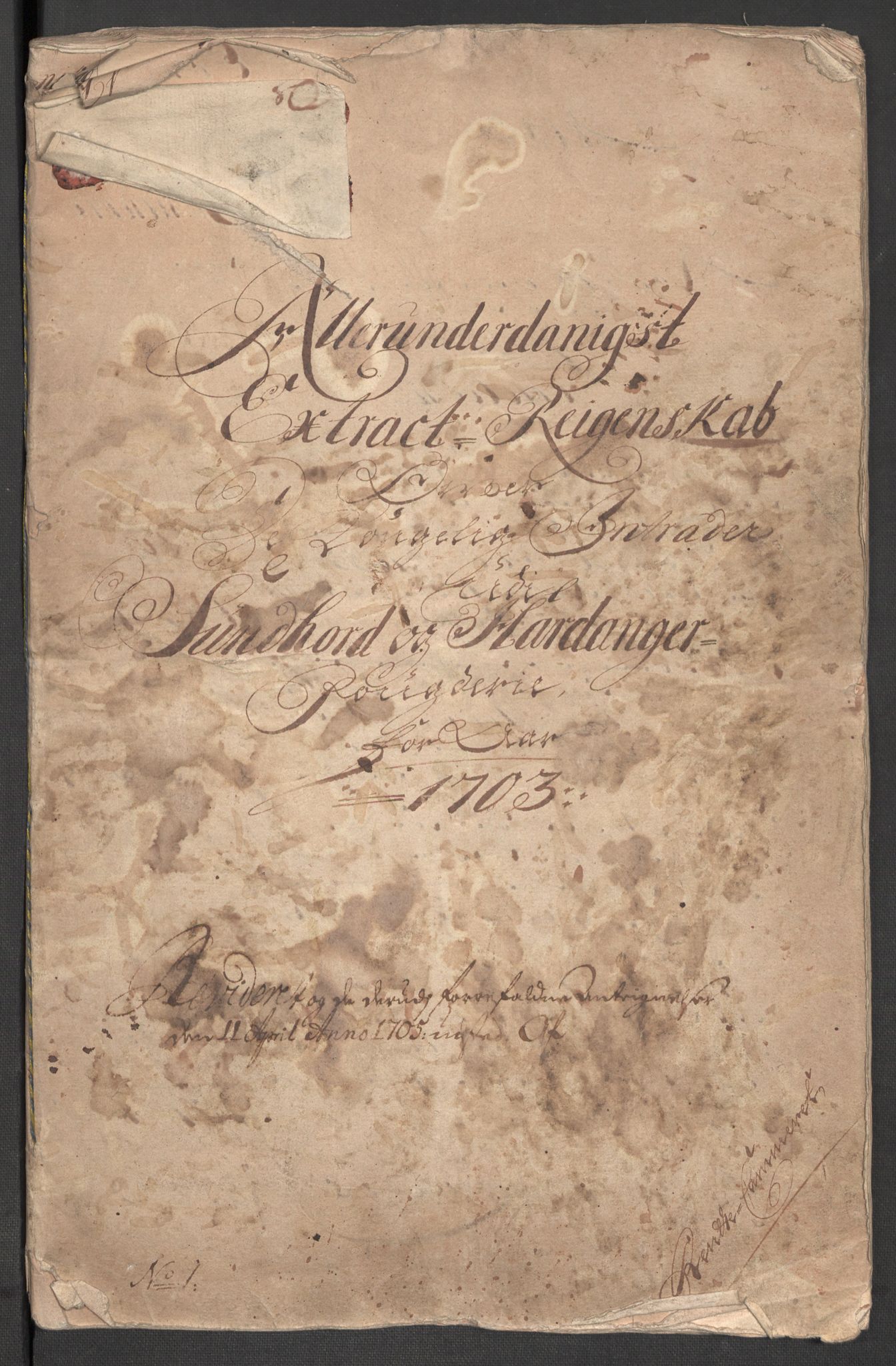 Rentekammeret inntil 1814, Reviderte regnskaper, Fogderegnskap, RA/EA-4092/R48/L2981: Fogderegnskap Sunnhordland og Hardanger, 1703, p. 4