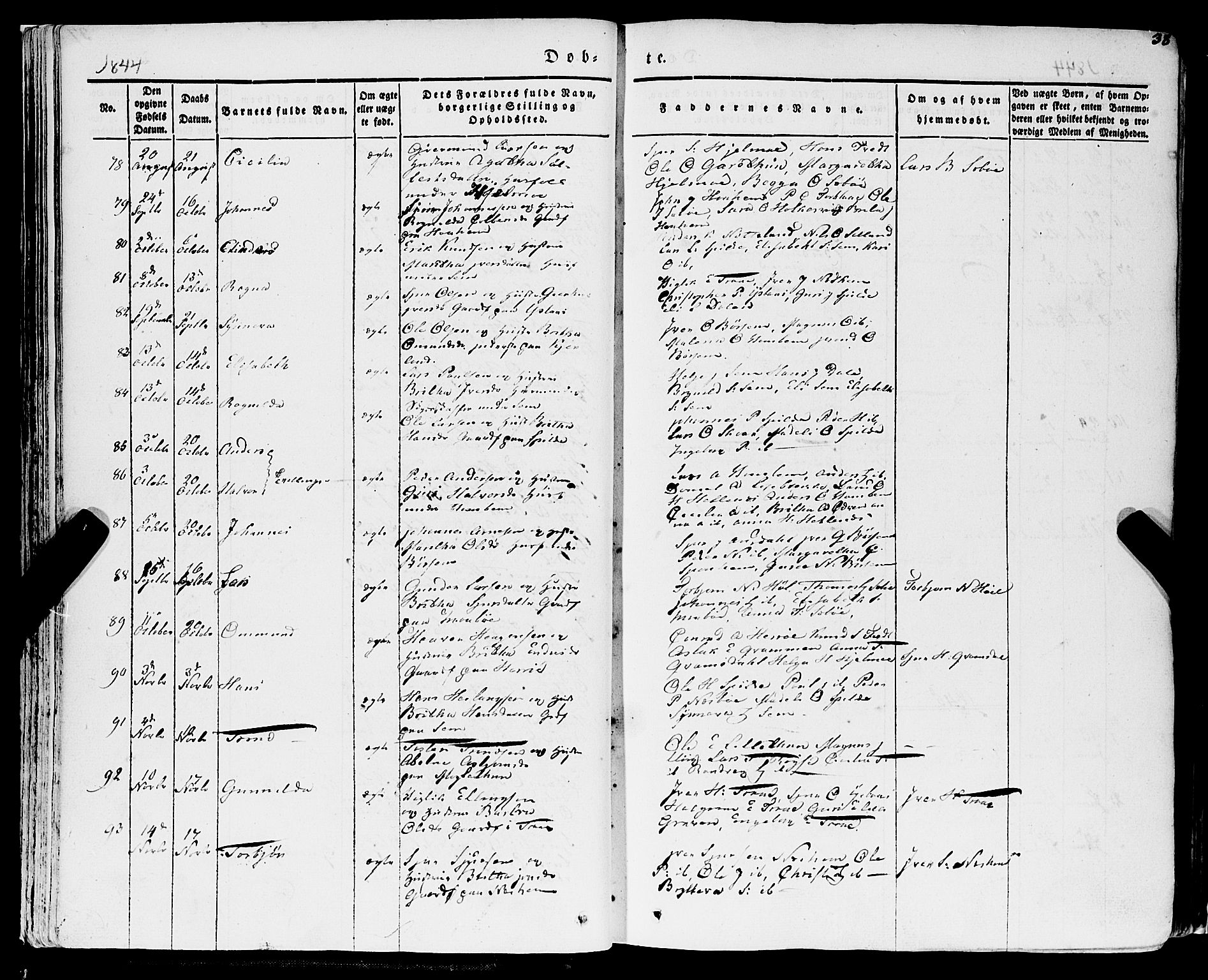 Ulvik sokneprestembete, AV/SAB-A-78801/H/Haa: Parish register (official) no. A 12, 1839-1853, p. 38