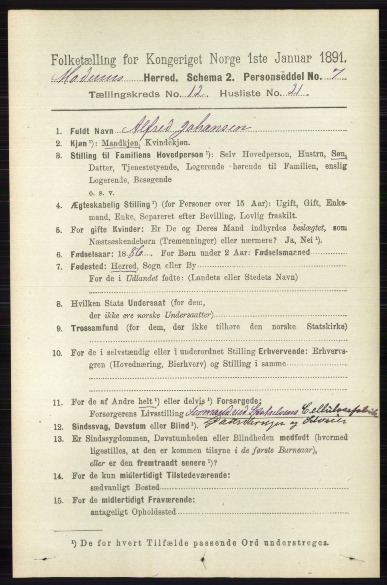 RA, 1891 census for 0623 Modum, 1891, p. 4568