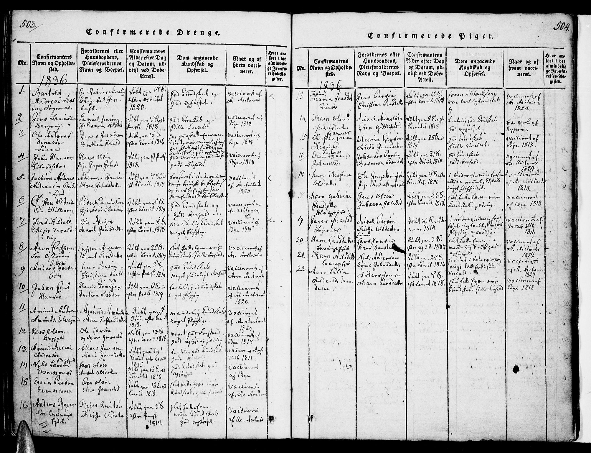 Ministerialprotokoller, klokkerbøker og fødselsregistre - Nordland, AV/SAT-A-1459/863/L0894: Parish register (official) no. 863A06, 1821-1851, p. 503-504