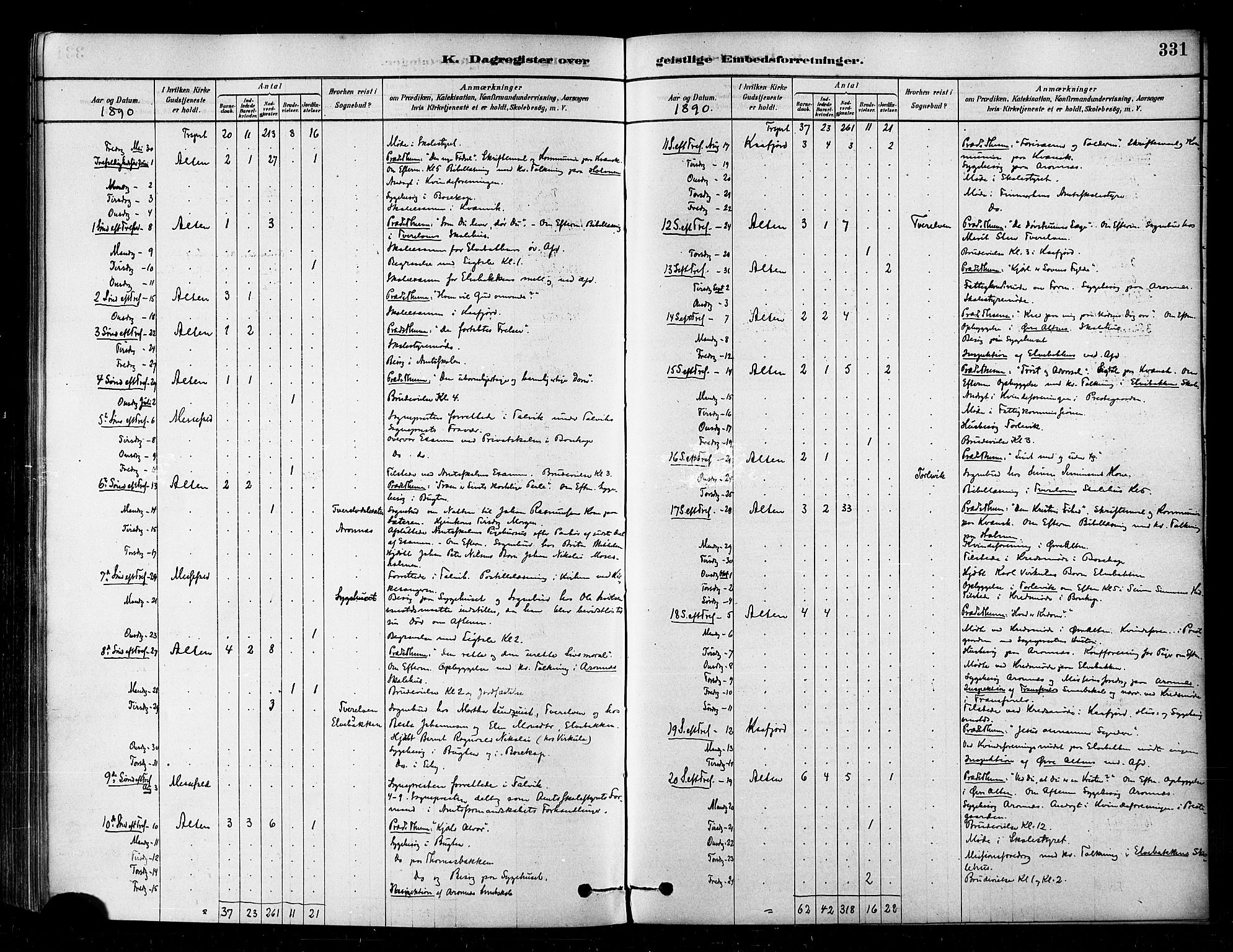Alta sokneprestkontor, SATØ/S-1338/H/Ha/L0002.kirke: Parish register (official) no. 2, 1879-1892, p. 331