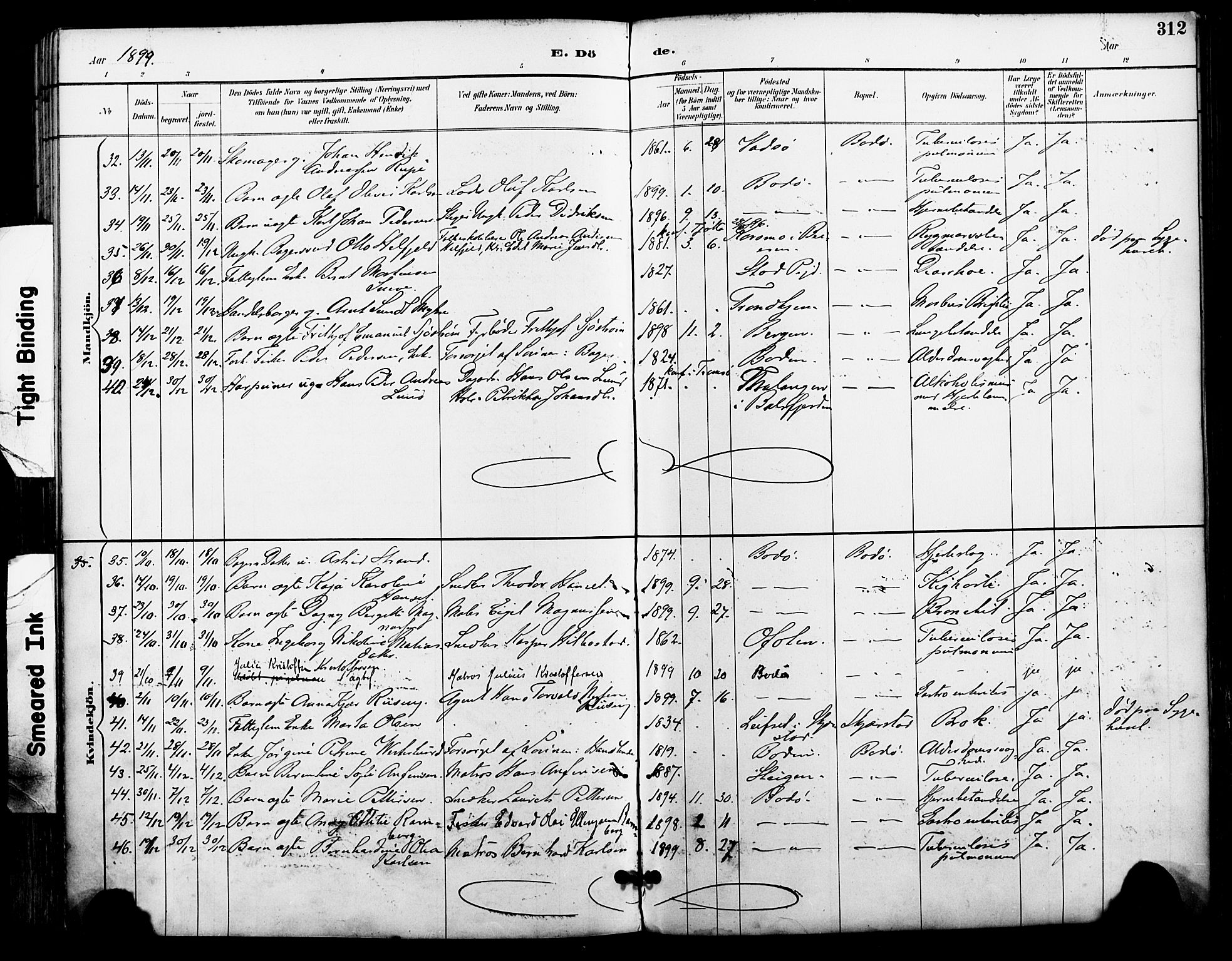 Ministerialprotokoller, klokkerbøker og fødselsregistre - Nordland, AV/SAT-A-1459/801/L0010: Parish register (official) no. 801A10, 1888-1899, p. 312