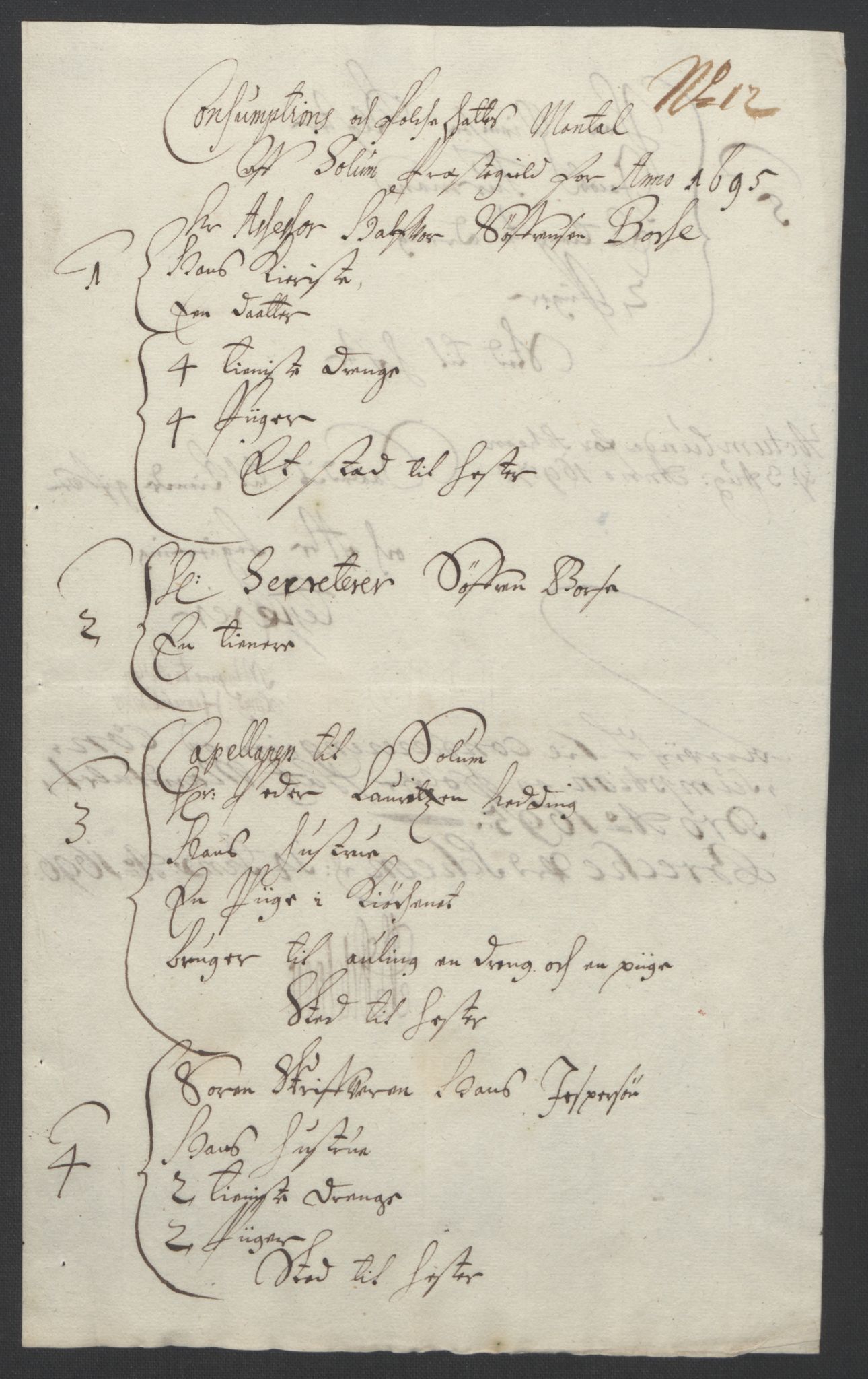 Rentekammeret inntil 1814, Reviderte regnskaper, Fogderegnskap, AV/RA-EA-4092/R36/L2093: Fogderegnskap Øvre og Nedre Telemark og Bamble, 1695, p. 332