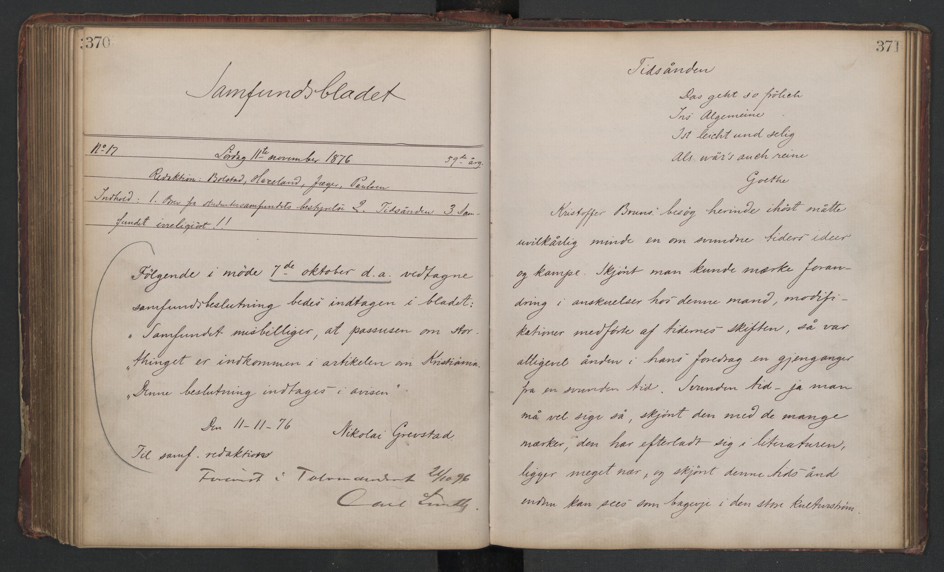Det Norske Studentersamfund, AV/RA-PA-1322/X/Xa/L0010/0001: -- / Samfundsbladet, 1875-1876, p. 188