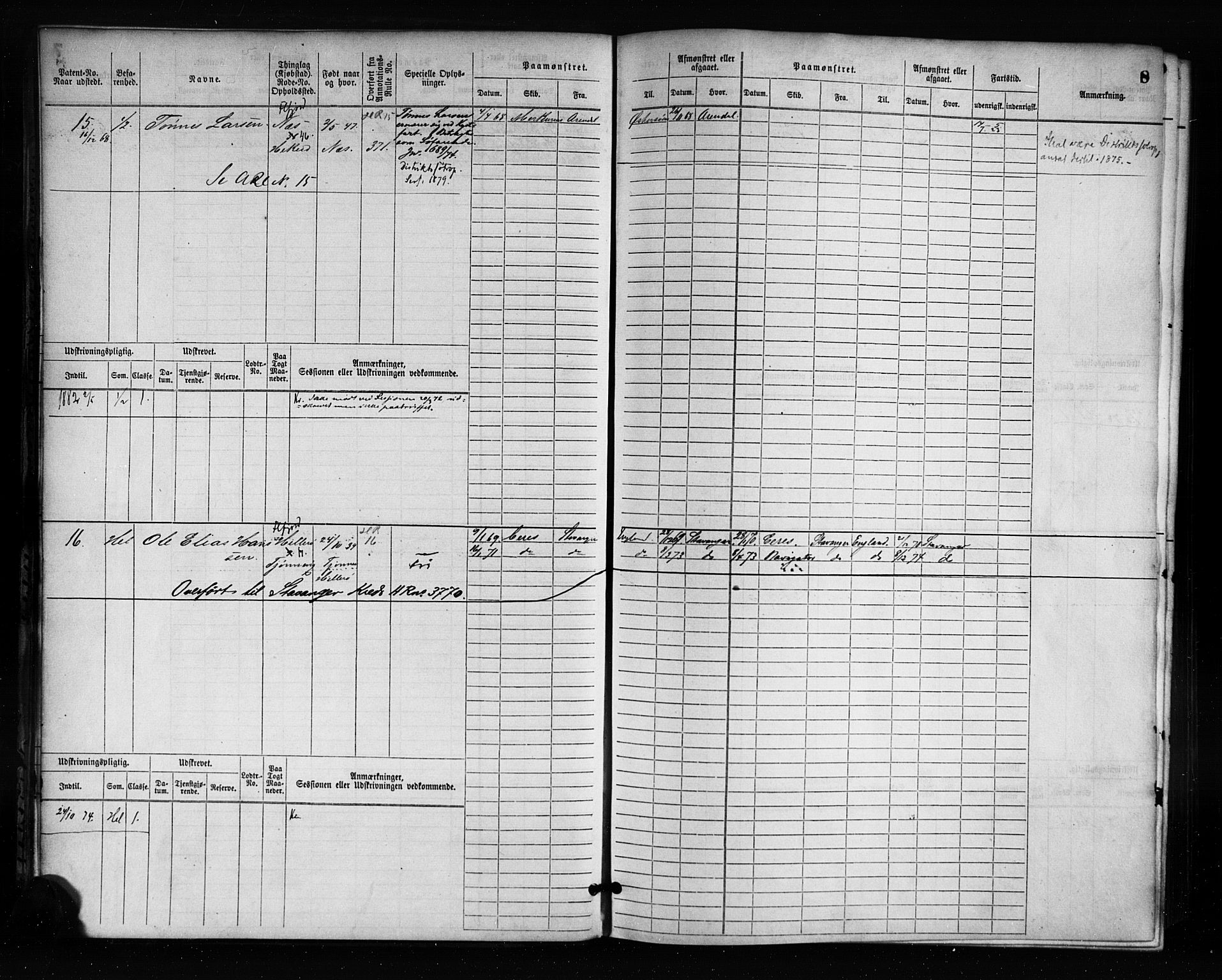 Flekkefjord mønstringskrets, AV/SAK-2031-0018/F/Fb/L0001: Hovedrulle nr 1-764, N-4, 1868-1900, p. 9