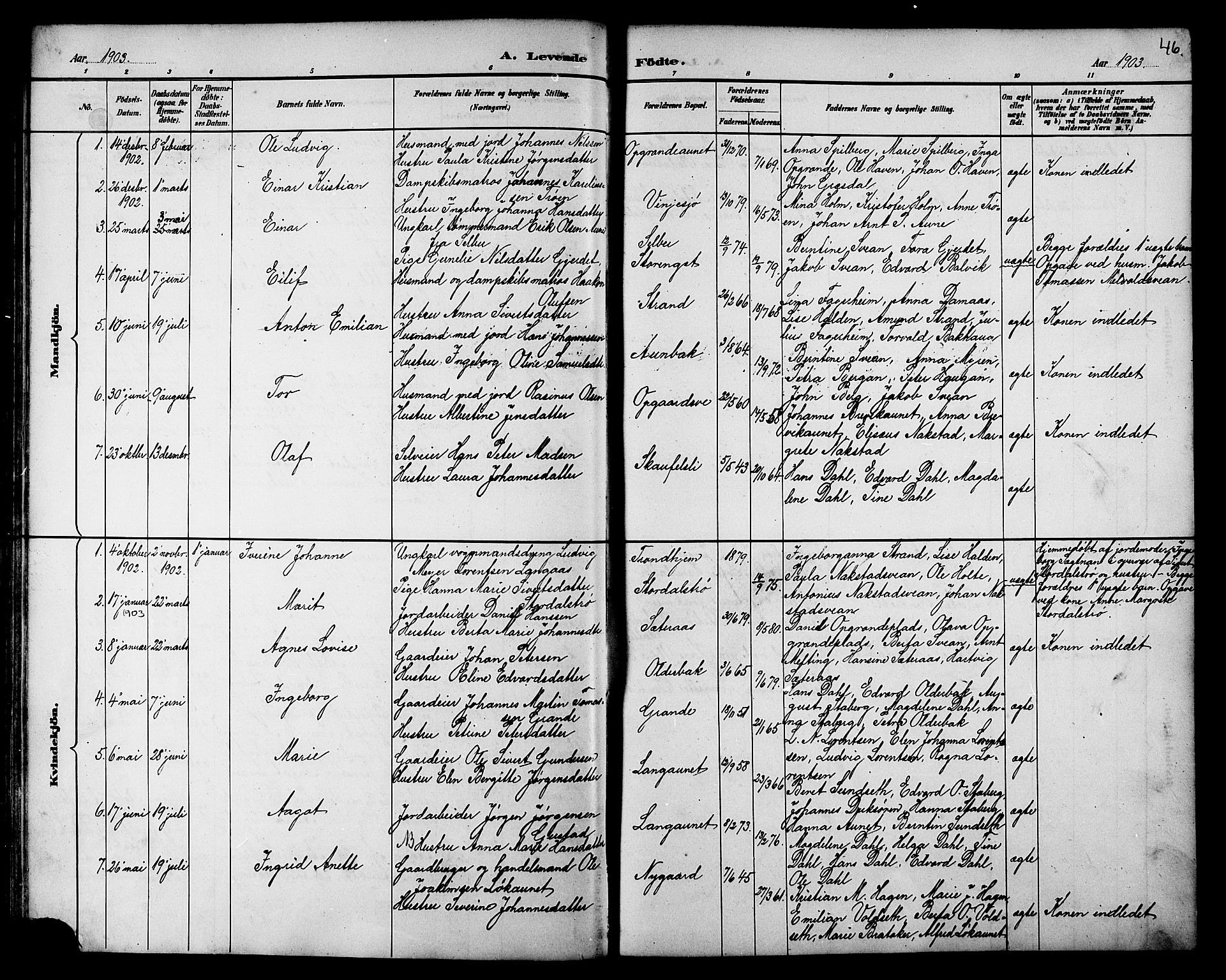 Ministerialprotokoller, klokkerbøker og fødselsregistre - Nord-Trøndelag, SAT/A-1458/733/L0327: Parish register (copy) no. 733C02, 1888-1918, p. 46