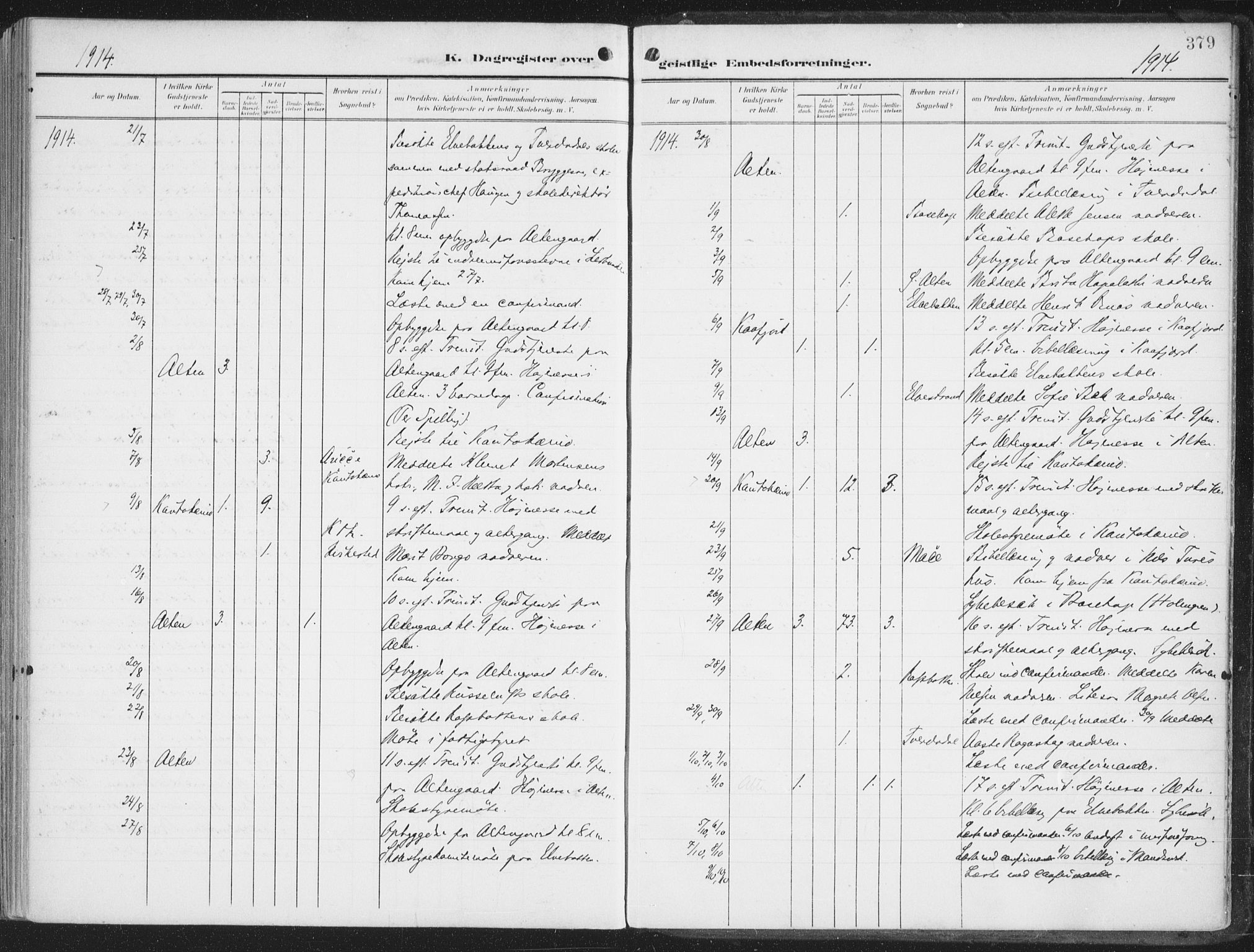 Alta sokneprestkontor, SATØ/S-1338/H/Ha/L0005.kirke: Parish register (official) no. 5, 1904-1918, p. 379