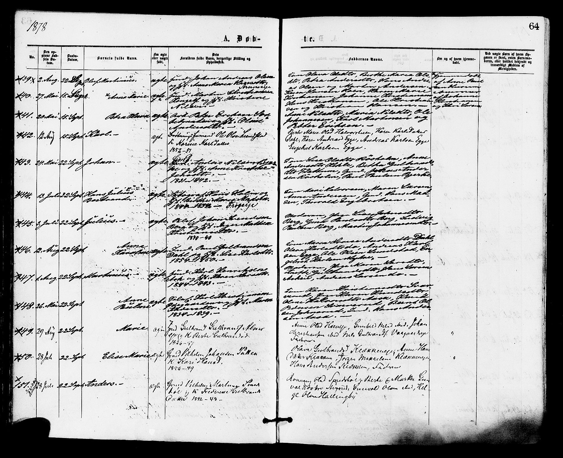 Norderhov kirkebøker, AV/SAKO-A-237/F/Fa/L0015: Parish register (official) no. 15, 1875-1884, p. 64