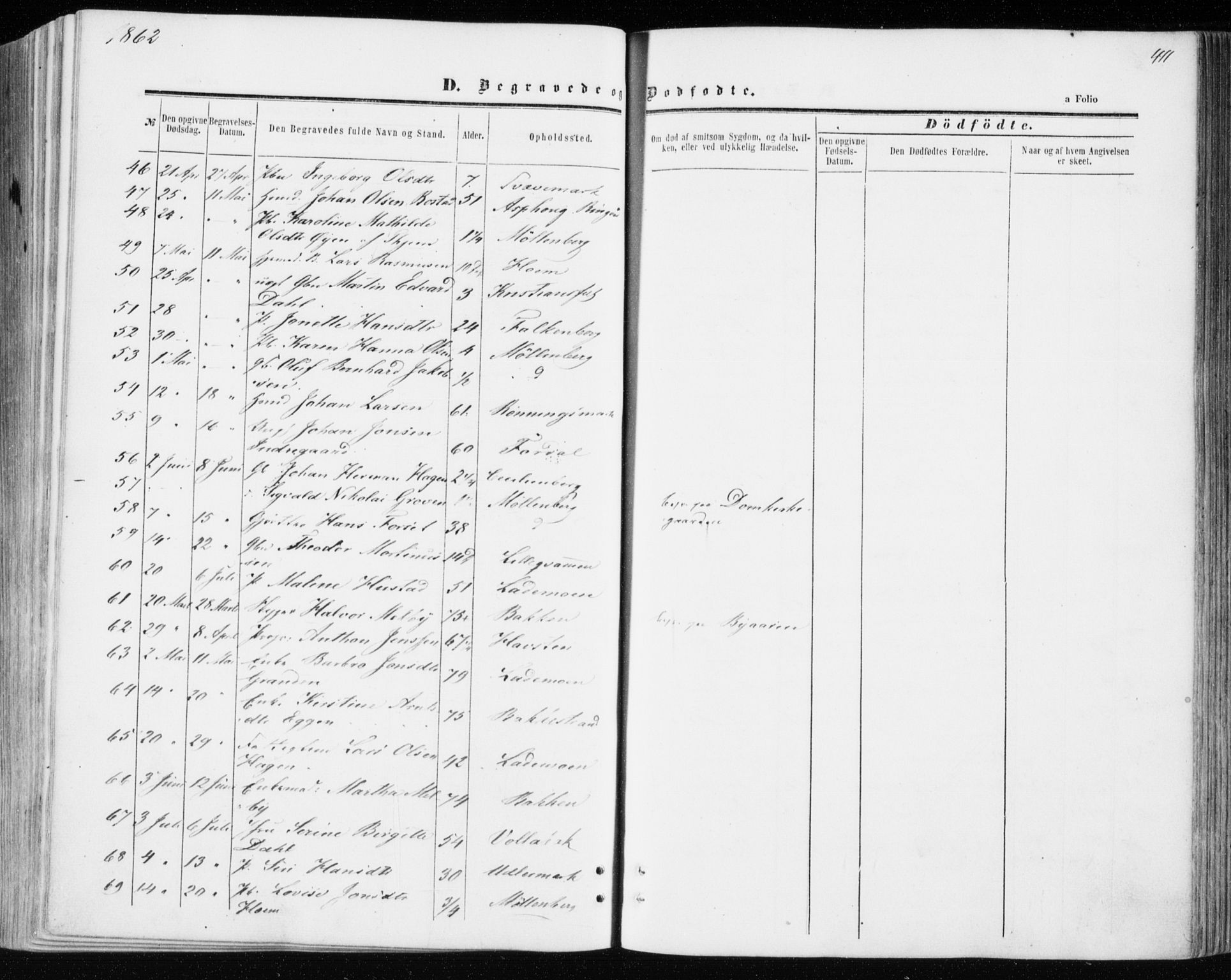 Ministerialprotokoller, klokkerbøker og fødselsregistre - Sør-Trøndelag, AV/SAT-A-1456/606/L0292: Parish register (official) no. 606A07, 1856-1865, p. 411