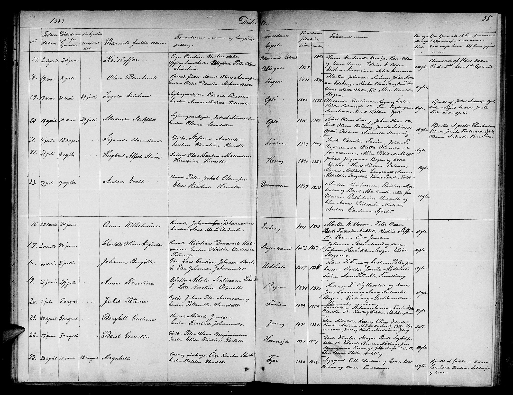 Ministerialprotokoller, klokkerbøker og fødselsregistre - Nord-Trøndelag, SAT/A-1458/780/L0650: Parish register (copy) no. 780C02, 1866-1884, p. 35