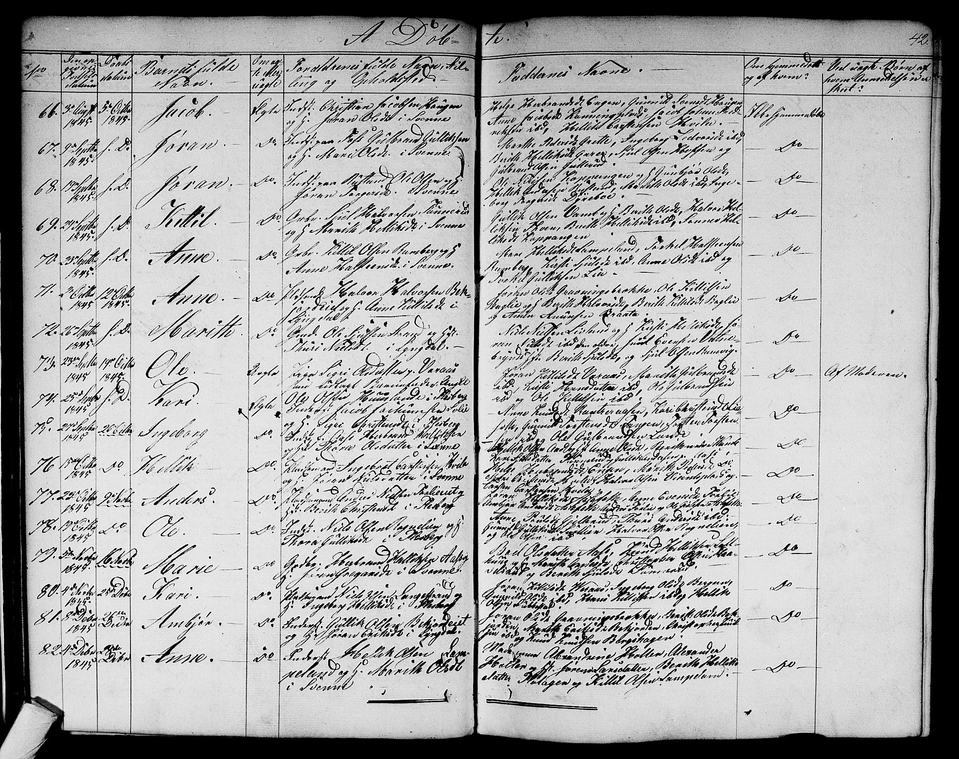 Flesberg kirkebøker, AV/SAKO-A-18/G/Ga/L0002: Parish register (copy) no. I 2, 1834-1860, p. 42