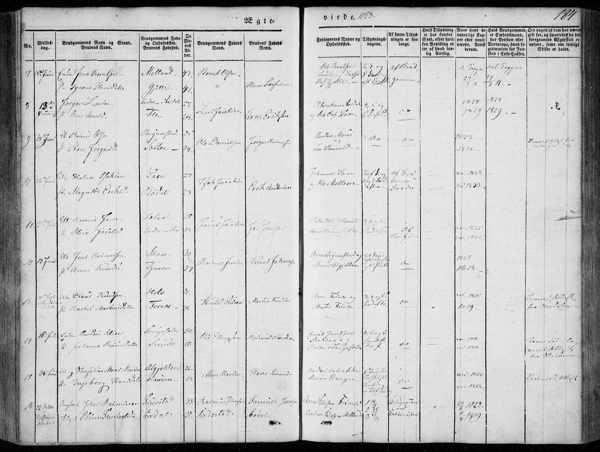 Stryn Sokneprestembete, AV/SAB-A-82501: Parish register (official) no. A 2, 1844-1861, p. 184