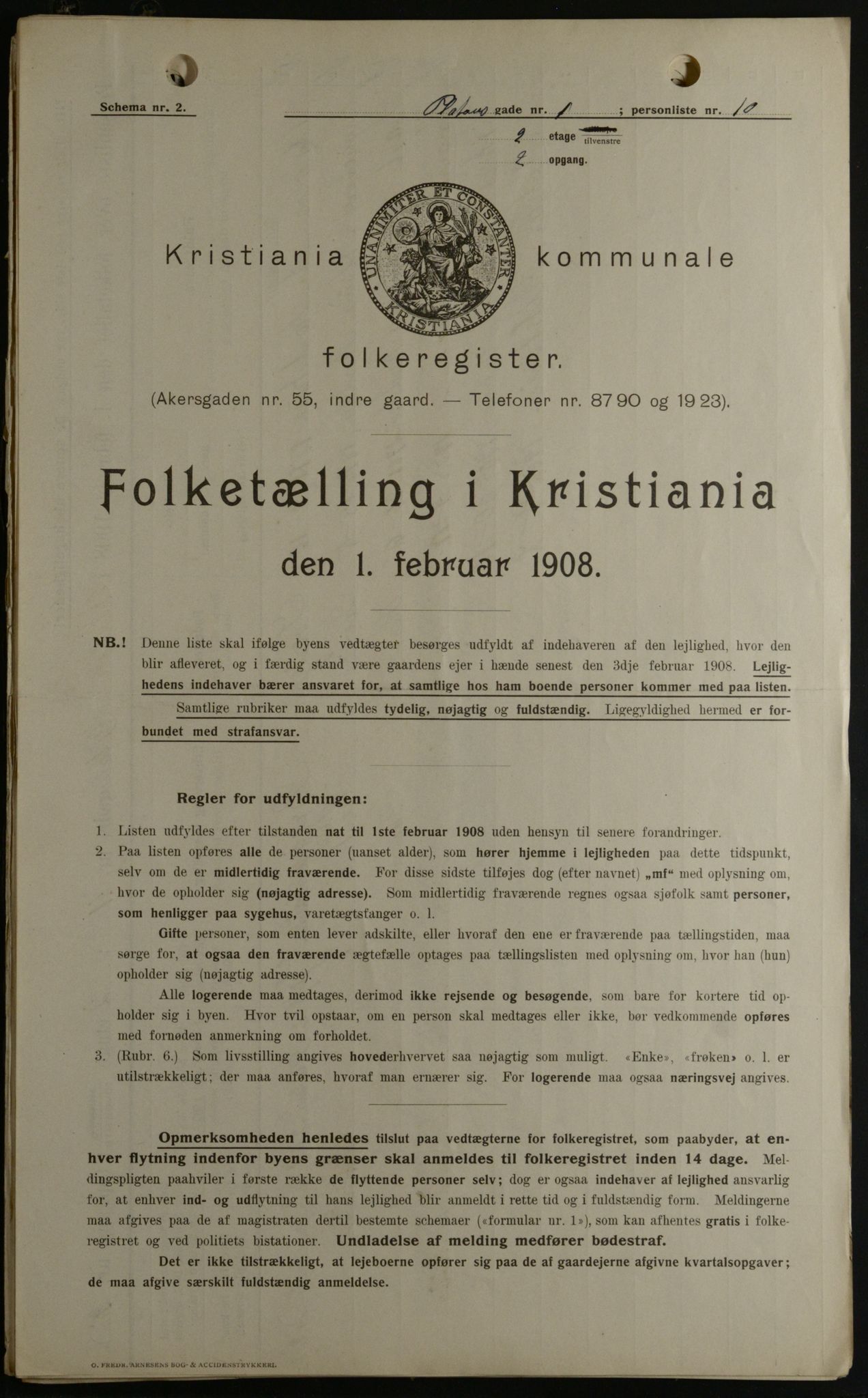 OBA, Municipal Census 1908 for Kristiania, 1908, p. 71958