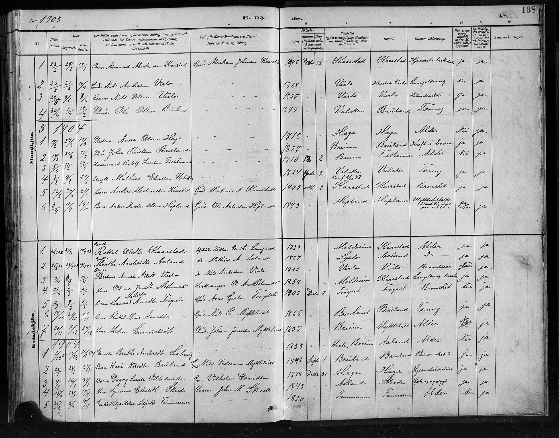 Innvik sokneprestembete, SAB/A-80501: Parish register (copy) no. C 3, 1883-1911, p. 138