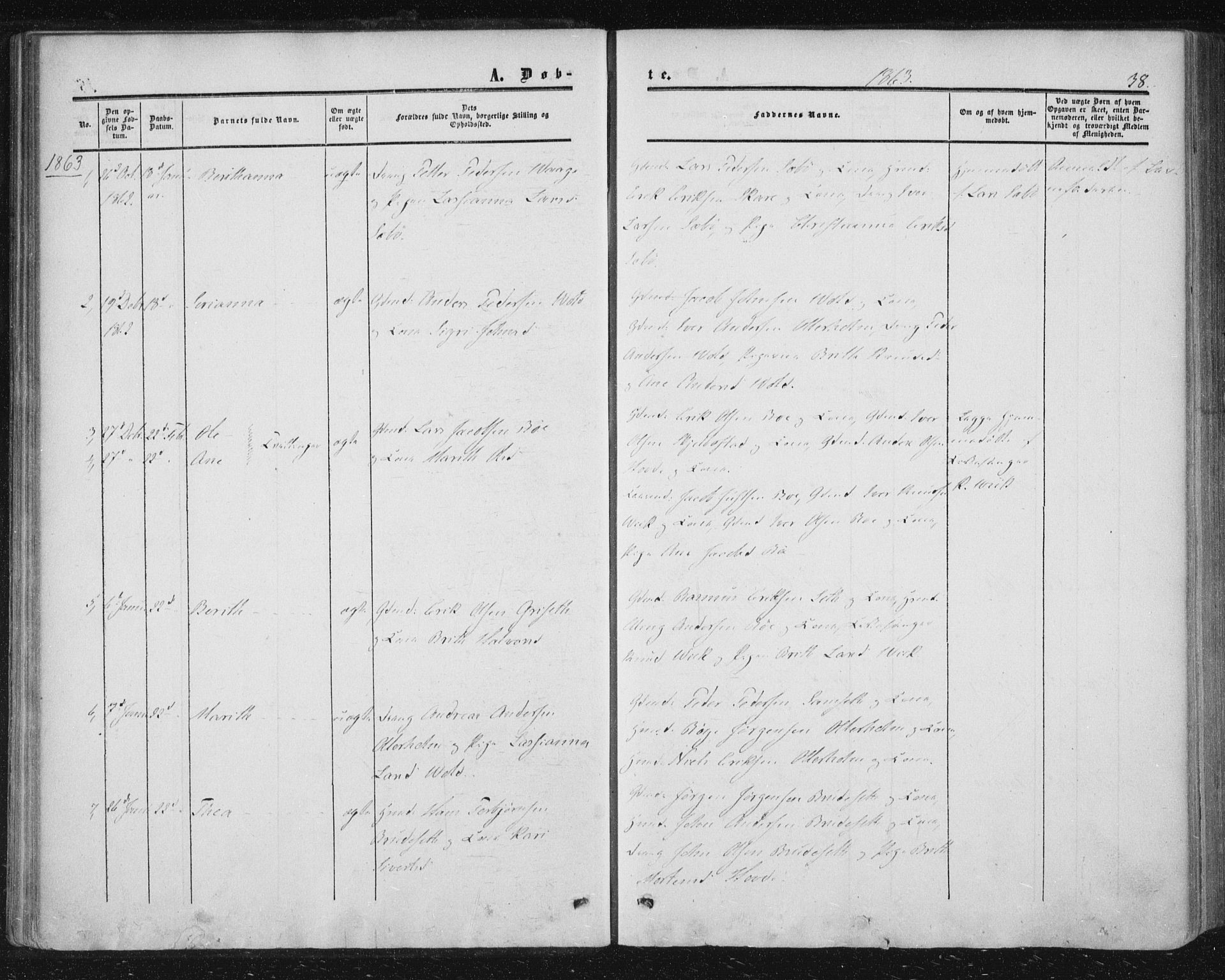 Ministerialprotokoller, klokkerbøker og fødselsregistre - Møre og Romsdal, AV/SAT-A-1454/543/L0562: Parish register (official) no. 543A02, 1854-1884, p. 38