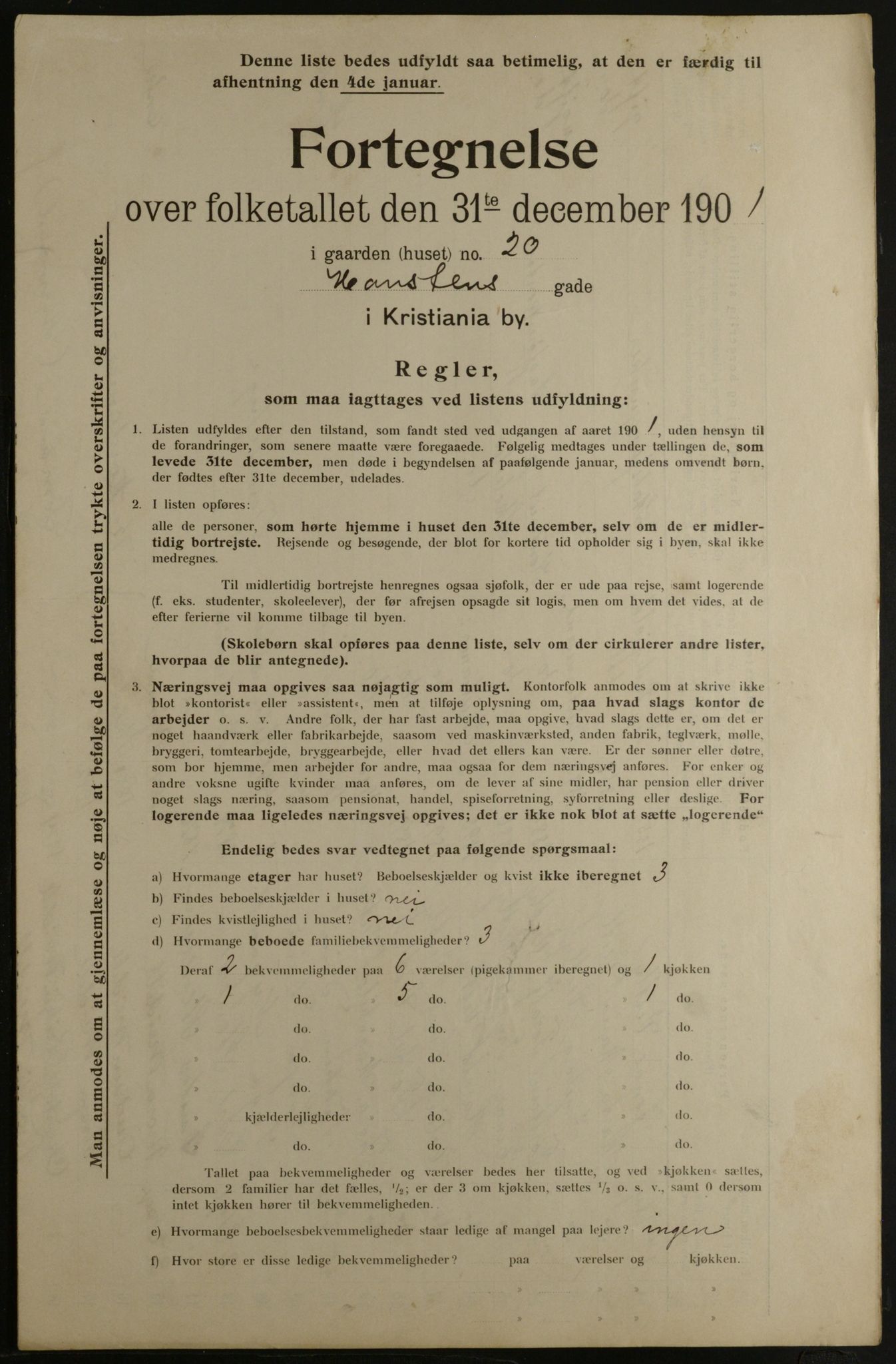 OBA, Municipal Census 1901 for Kristiania, 1901, p. 5643