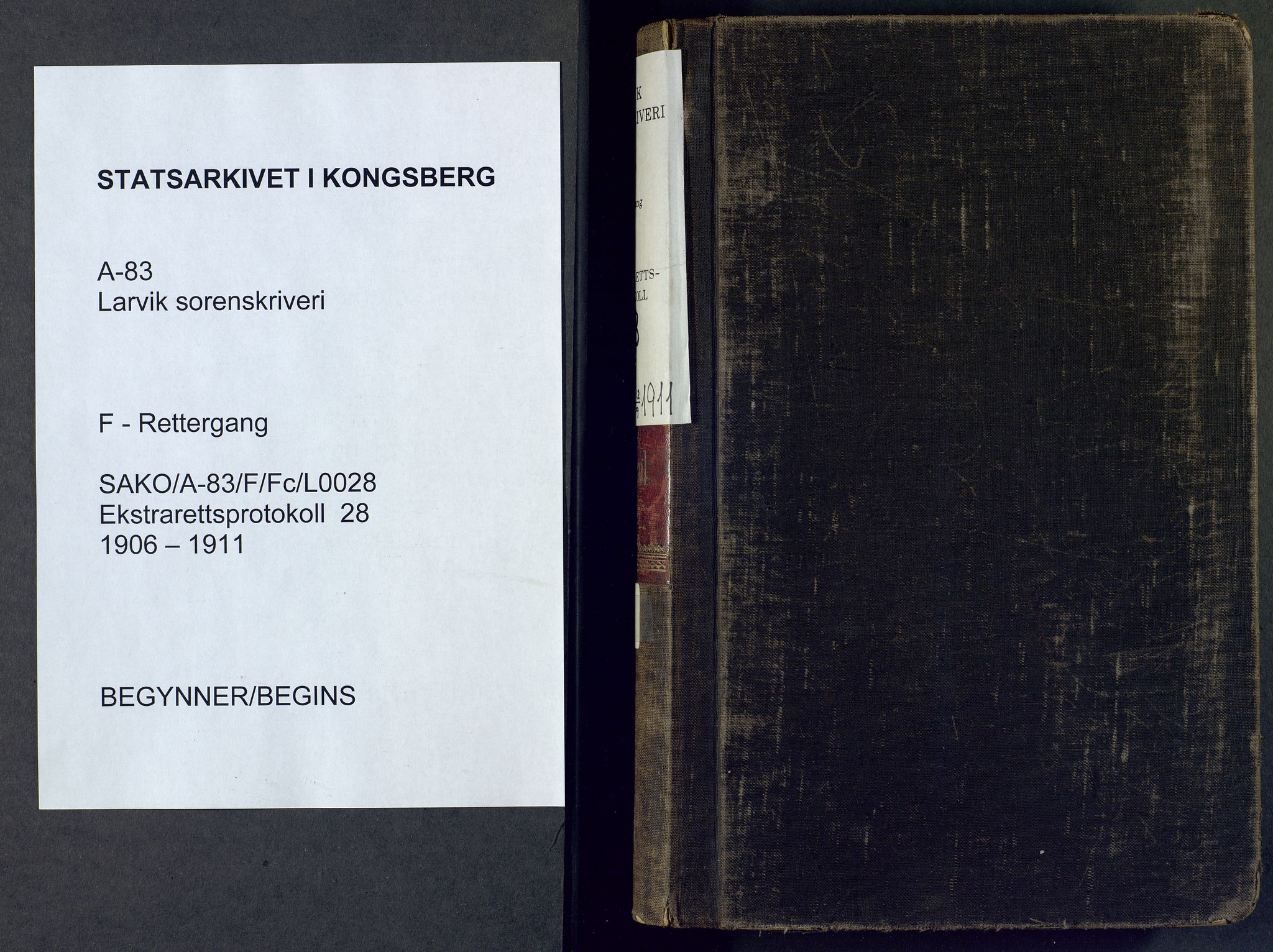 Larvik sorenskriveri, SAKO/A-83/F/Fc/L0028: Ekstrarettsprotokoll, 1906-1911