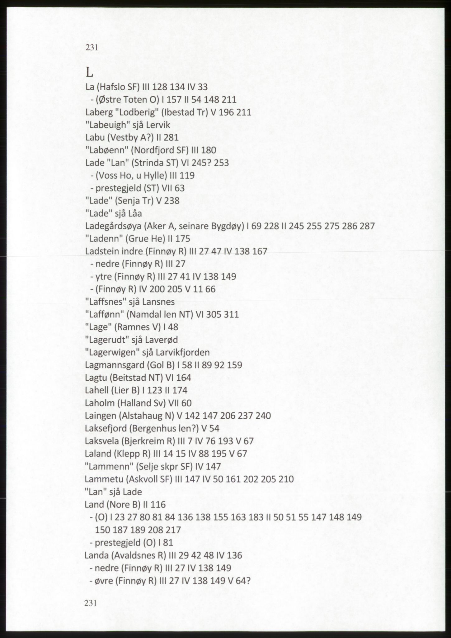 Publikasjoner utgitt av Arkivverket, PUBL/PUBL-001/C/0009: Stedsnavnregister, 1548-1567, p. 231