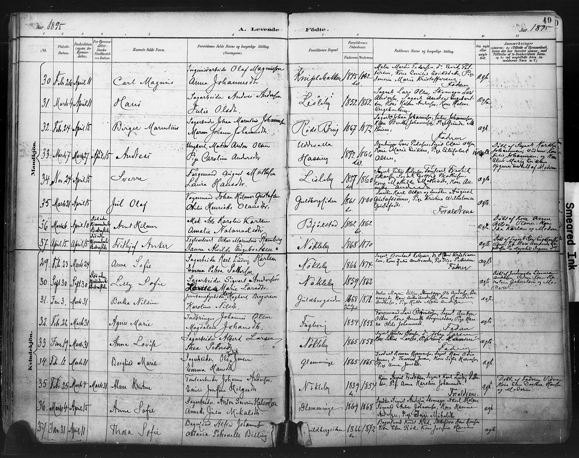 Glemmen prestekontor Kirkebøker, SAO/A-10908/F/Fa/L0013: Parish register (official) no. 13, 1892-1907, p. 49