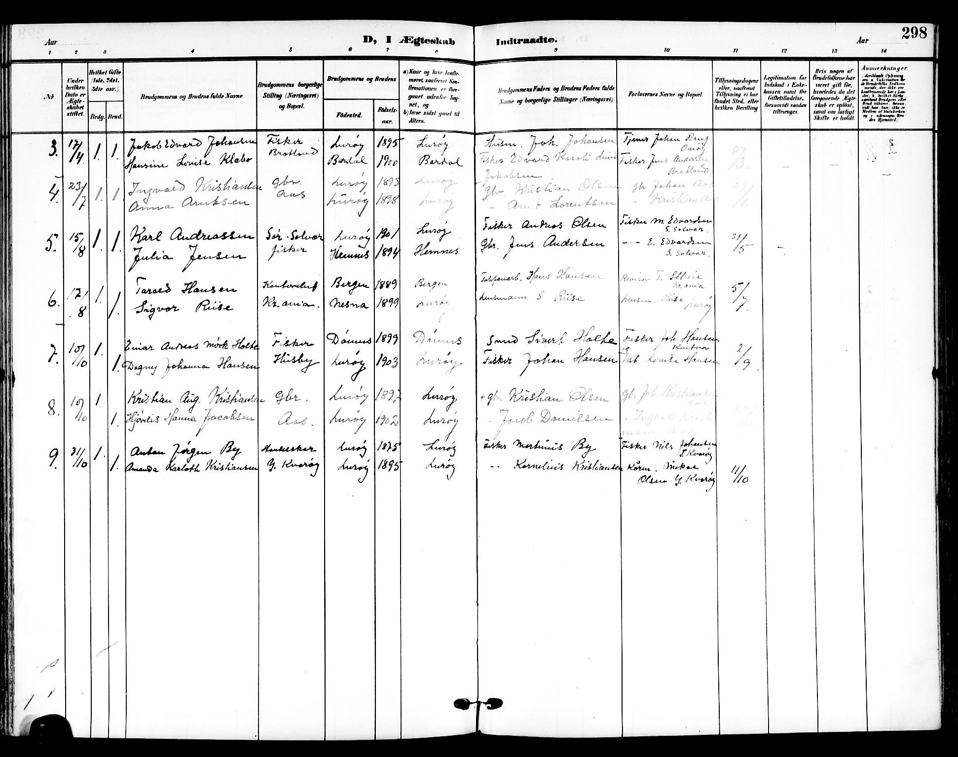 Ministerialprotokoller, klokkerbøker og fødselsregistre - Nordland, SAT/A-1459/839/L0569: Parish register (official) no. 839A06, 1903-1922, p. 298