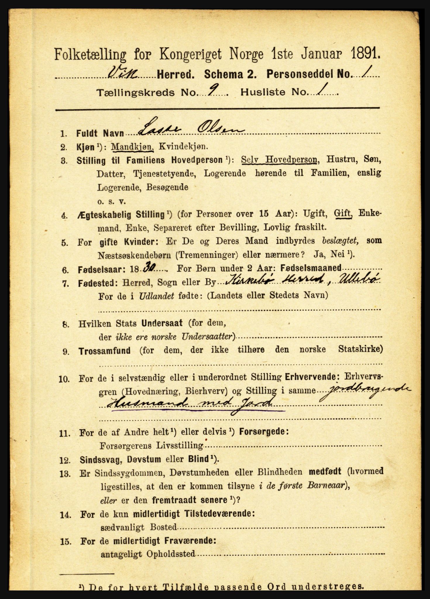 RA, 1891 census for 1417 Vik, 1891, p. 4000