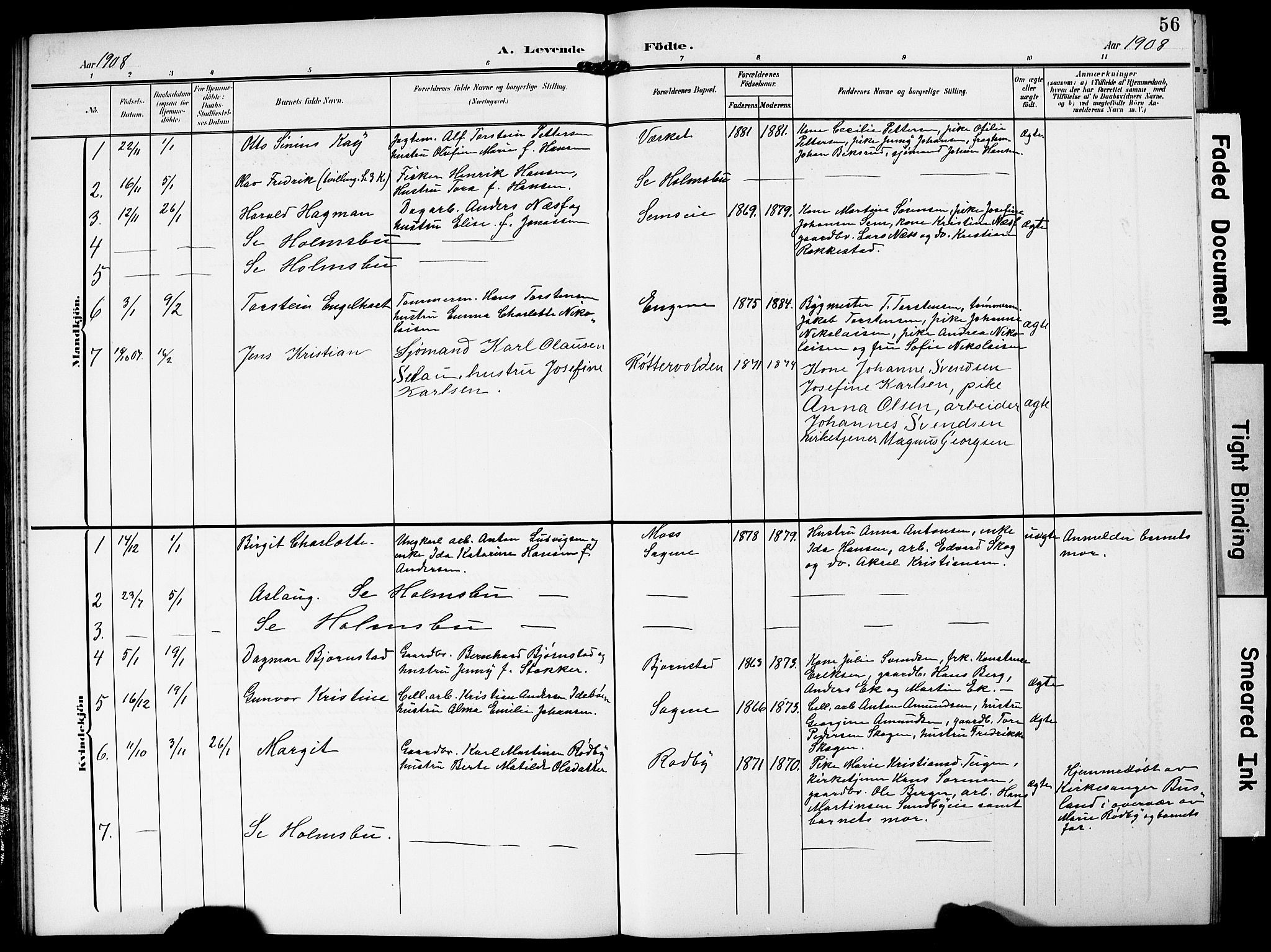 Hurum kirkebøker, AV/SAKO-A-229/G/Ga/L0004: Parish register (copy) no. I 4, 1904-1909, p. 56