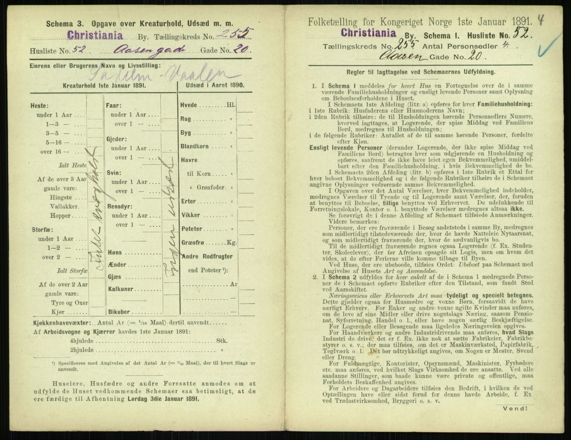 RA, 1891 census for 0301 Kristiania, 1891, p. 155085