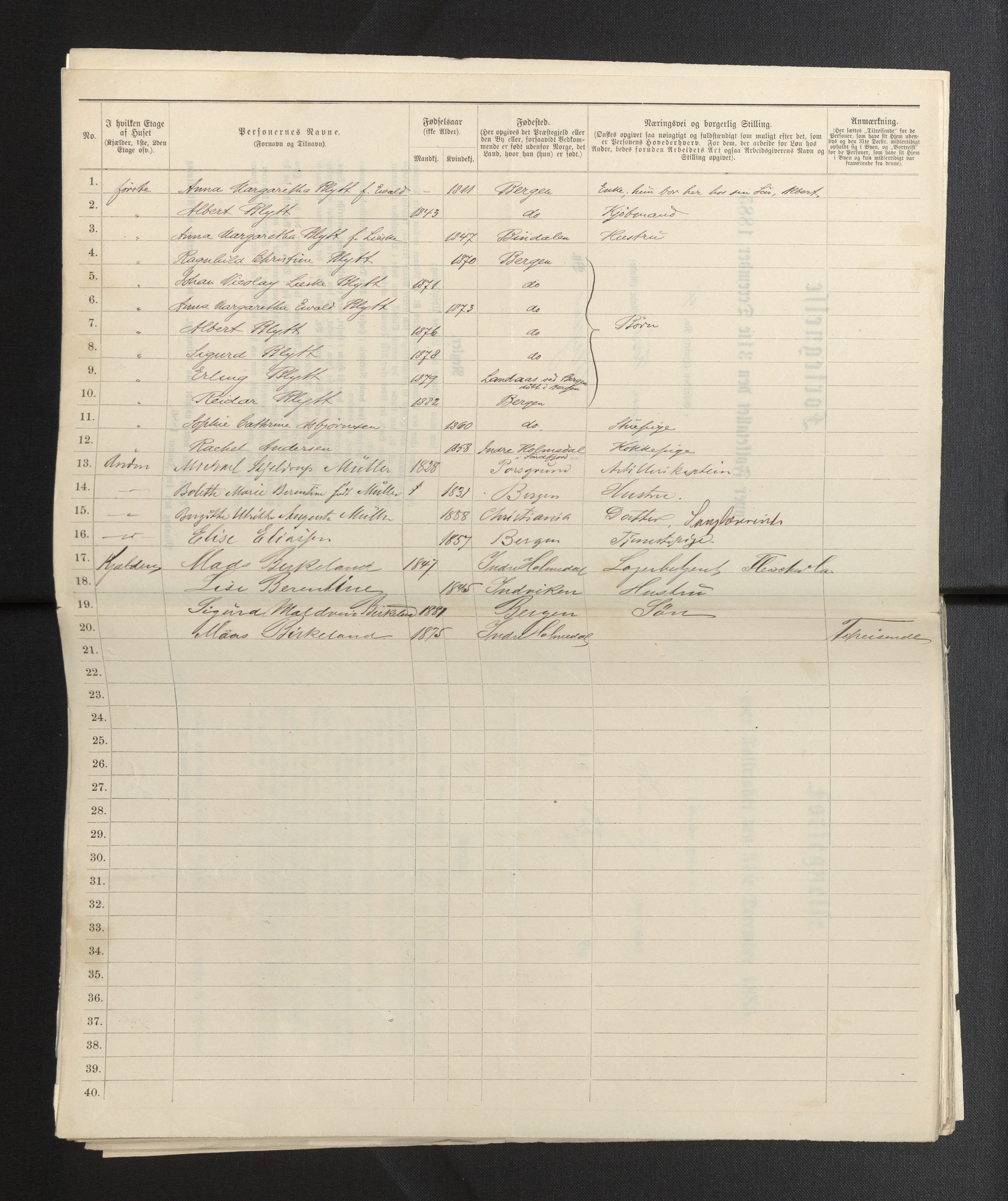 SAB, 1885 census for 1301 Bergen, 1885, p. 2132