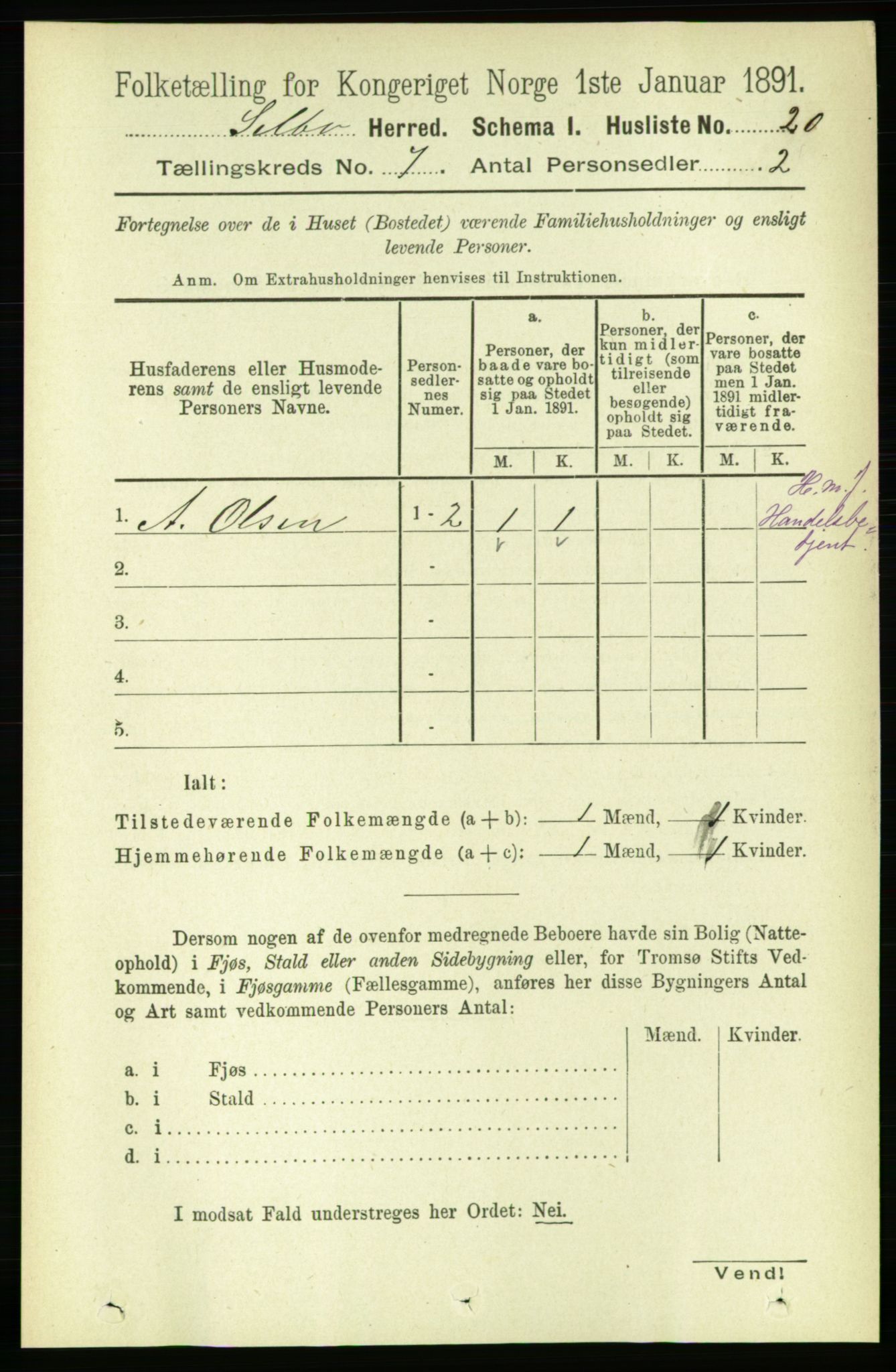 RA, 1891 census for 1664 Selbu, 1891, p. 2540