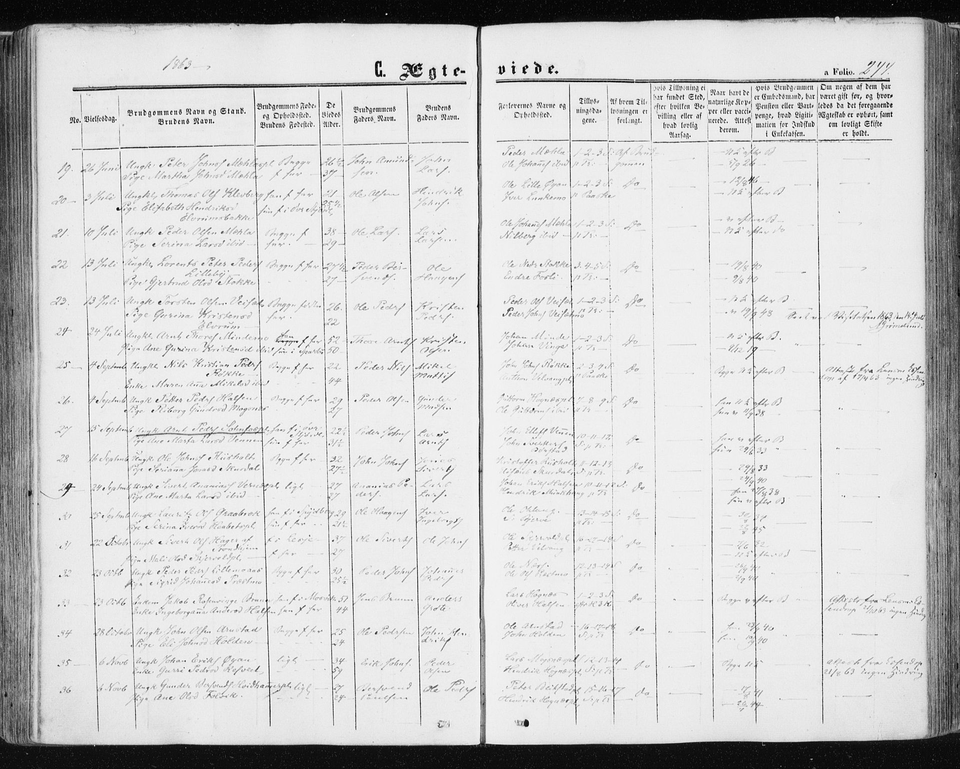 Ministerialprotokoller, klokkerbøker og fødselsregistre - Nord-Trøndelag, SAT/A-1458/709/L0075: Parish register (official) no. 709A15, 1859-1870, p. 244