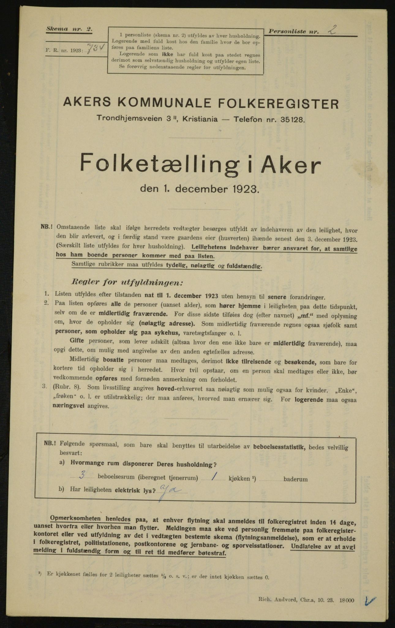 , Municipal Census 1923 for Aker, 1923, p. 24549