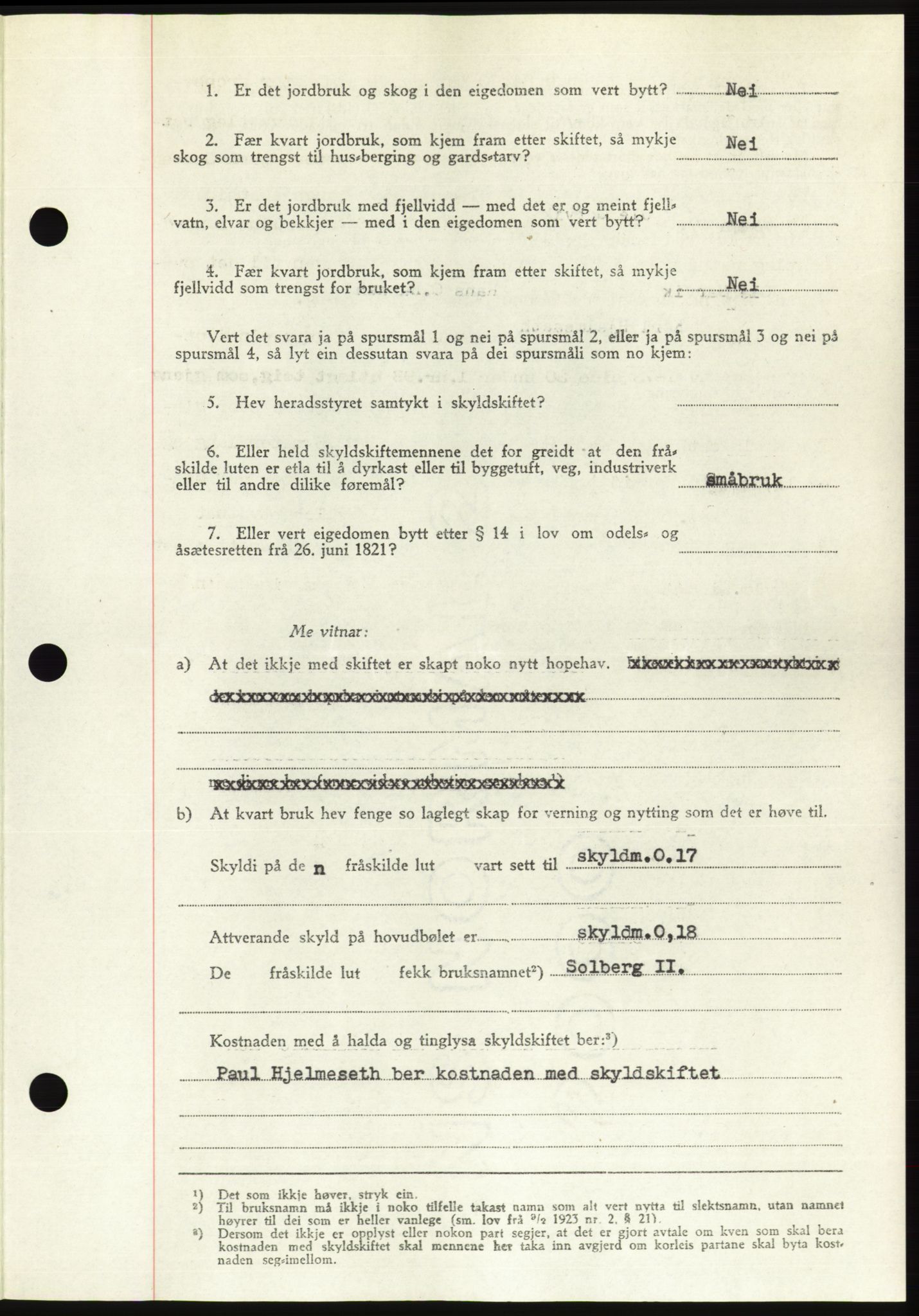 Søre Sunnmøre sorenskriveri, AV/SAT-A-4122/1/2/2C/L0081: Mortgage book no. 7A, 1947-1948, Diary no: : 1842/1947