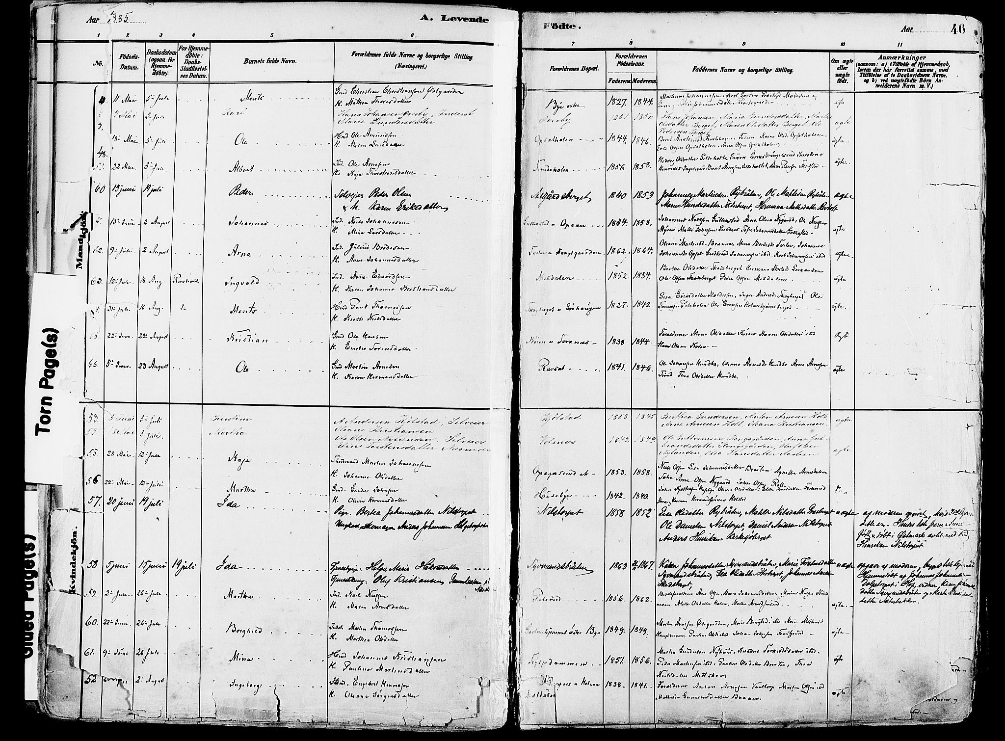 Grue prestekontor, SAH/PREST-036/H/Ha/Haa/L0012: Parish register (official) no. 12, 1881-1897, p. 46