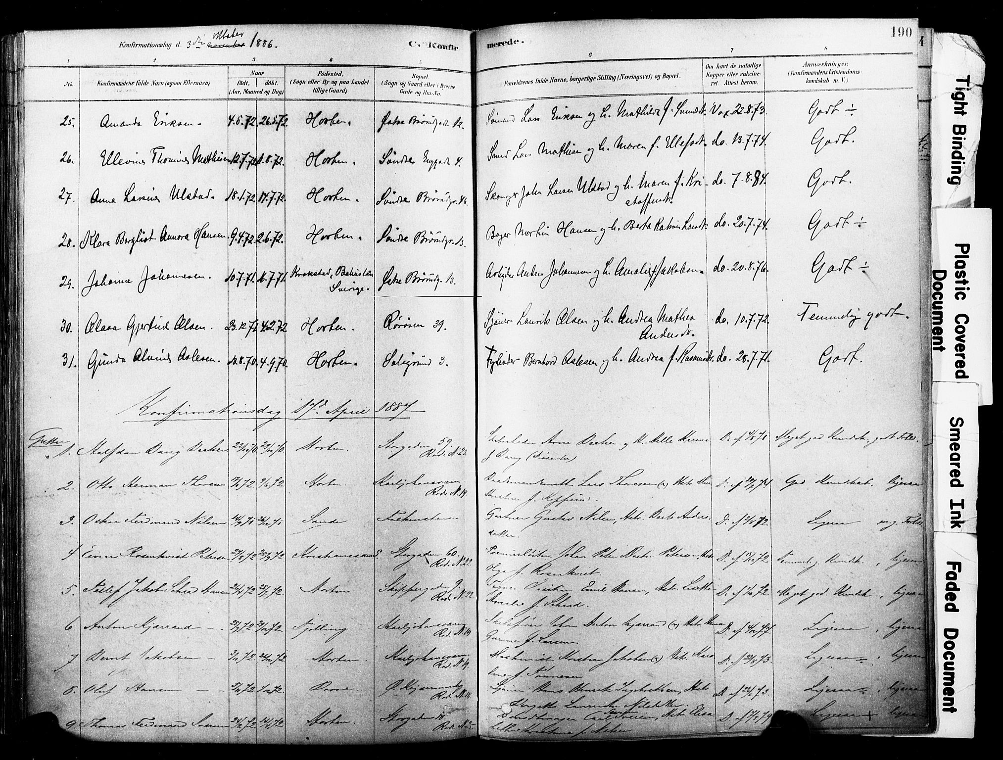 Horten kirkebøker, SAKO/A-348/F/Fa/L0003: Parish register (official) no. 3, 1878-1887, p. 190