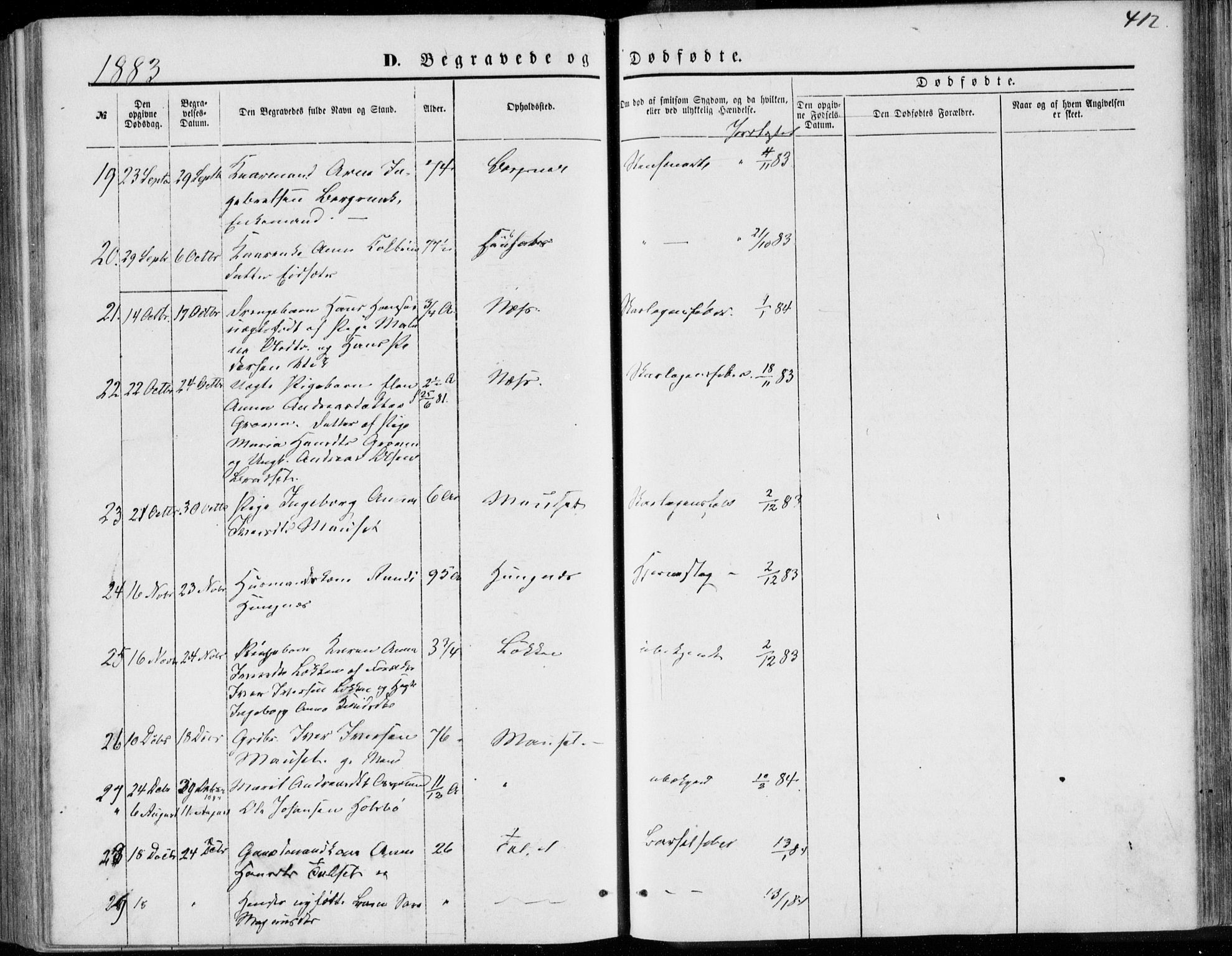 Ministerialprotokoller, klokkerbøker og fødselsregistre - Møre og Romsdal, SAT/A-1454/557/L0681: Parish register (official) no. 557A03, 1869-1886, p. 412
