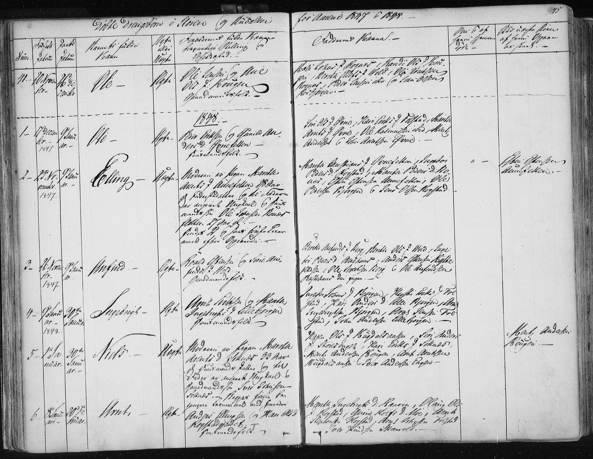 Ministerialprotokoller, klokkerbøker og fødselsregistre - Sør-Trøndelag, SAT/A-1456/687/L0997: Parish register (official) no. 687A05 /1, 1843-1848, p. 45