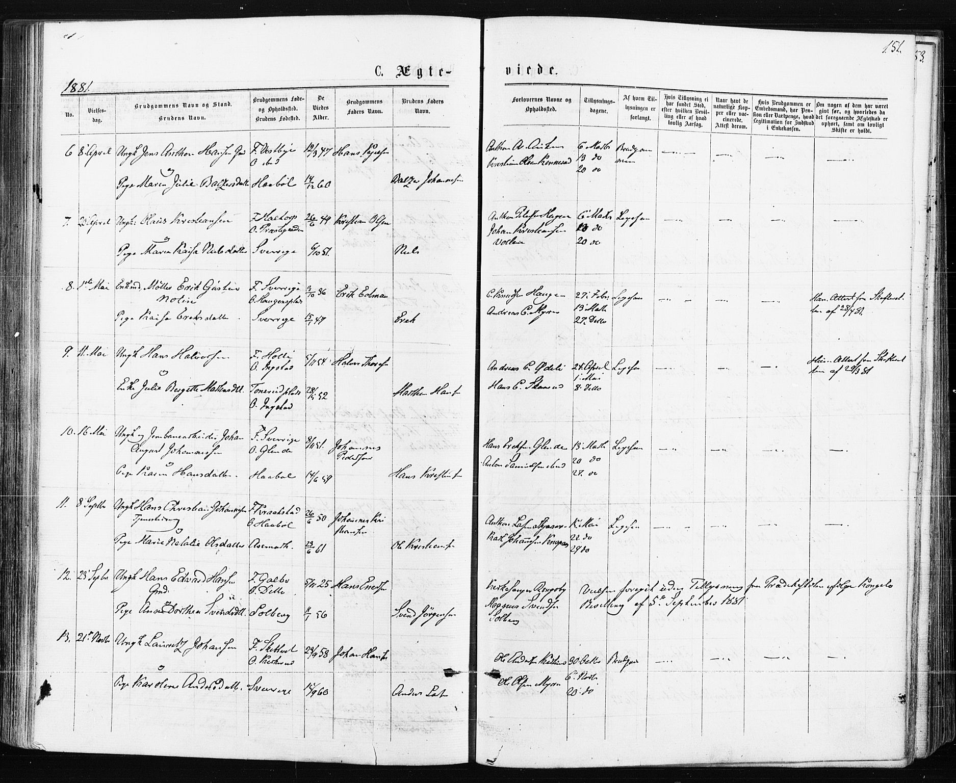 Spydeberg prestekontor Kirkebøker, AV/SAO-A-10924/F/Fa/L0007: Parish register (official) no. I 7, 1875-1885, p. 151