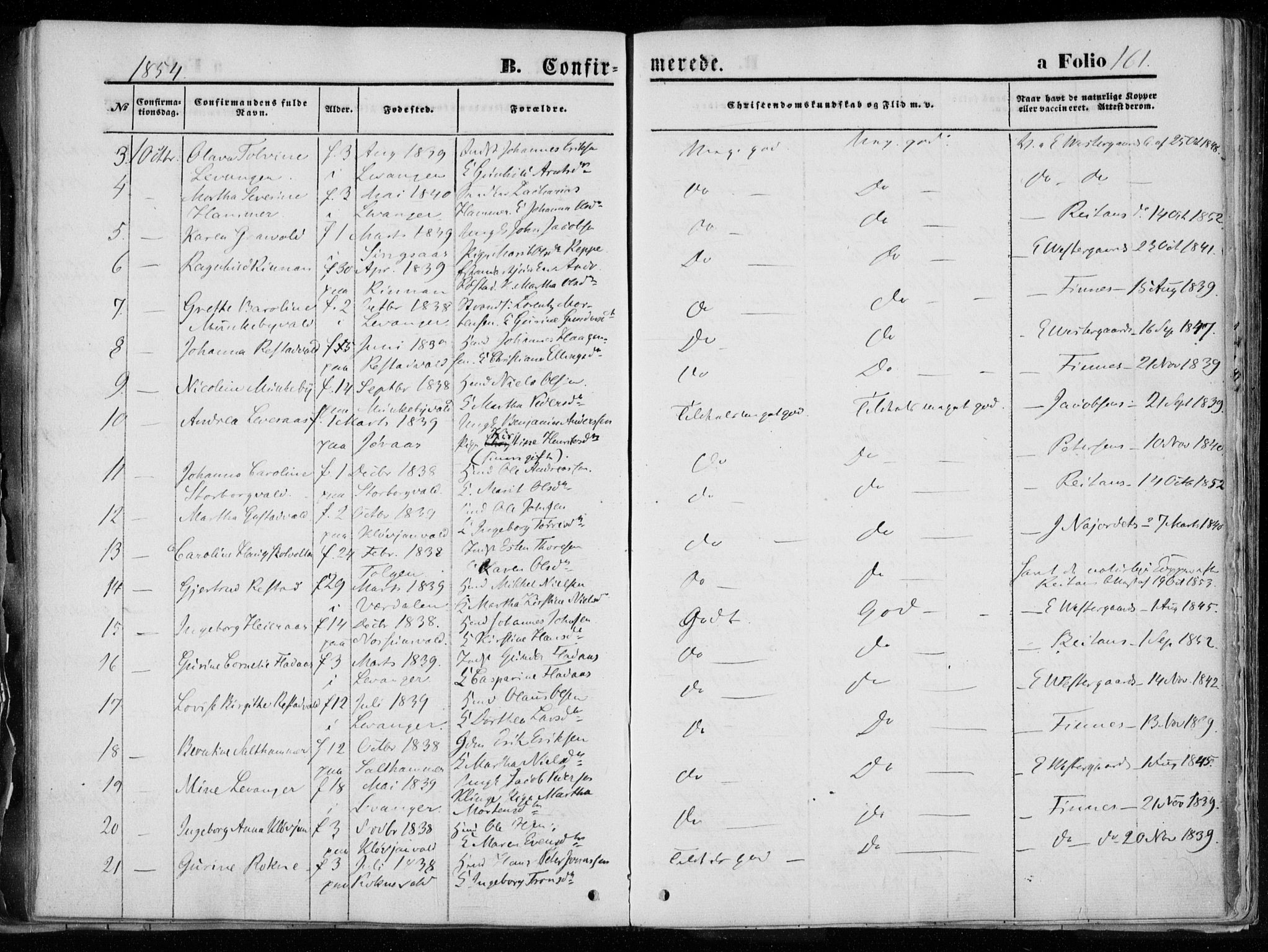 Ministerialprotokoller, klokkerbøker og fødselsregistre - Nord-Trøndelag, SAT/A-1458/720/L0183: Parish register (official) no. 720A01, 1836-1855, p. 161