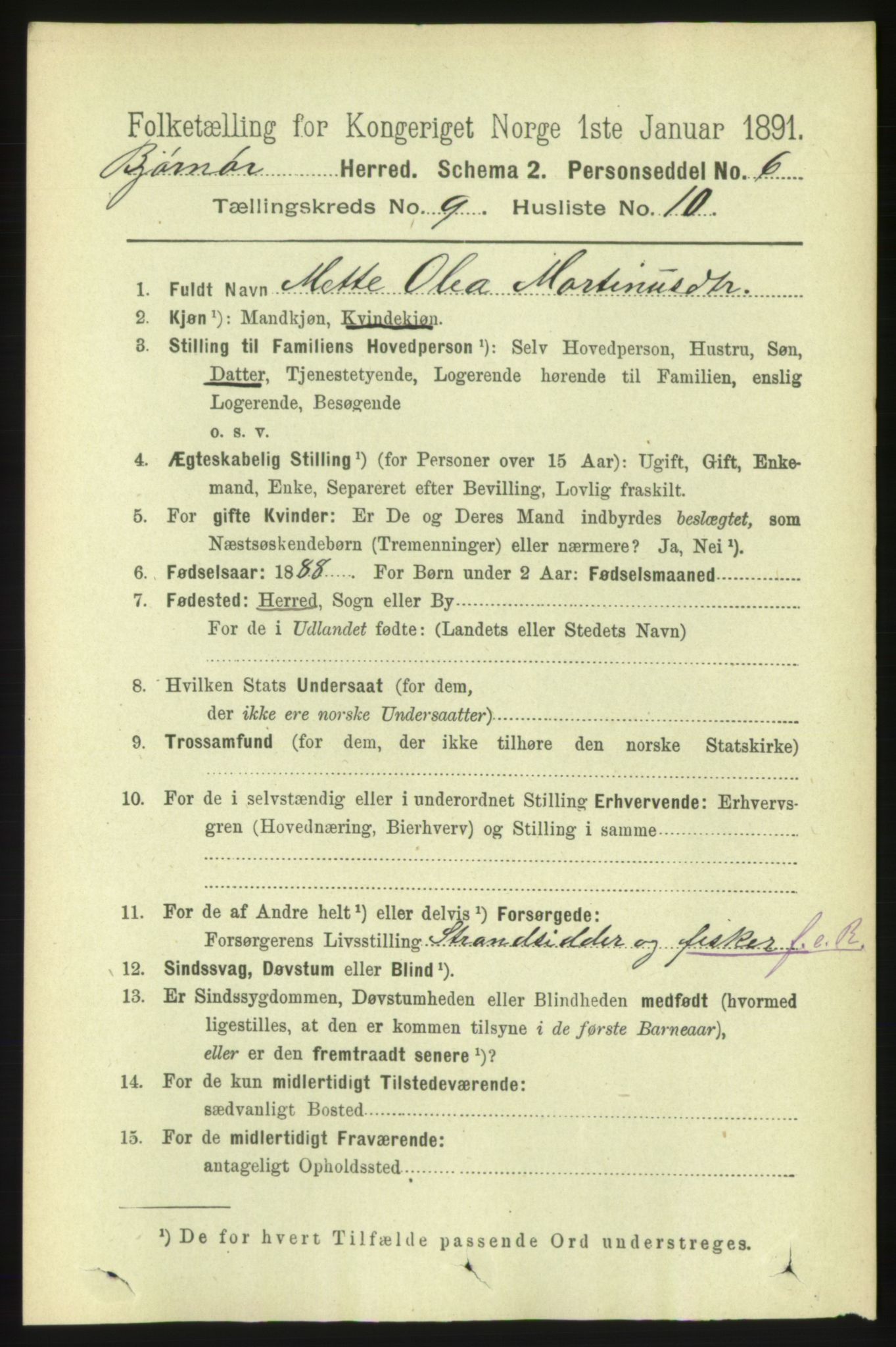 RA, 1891 census for 1632 Bjørnør, 1891, p. 3861